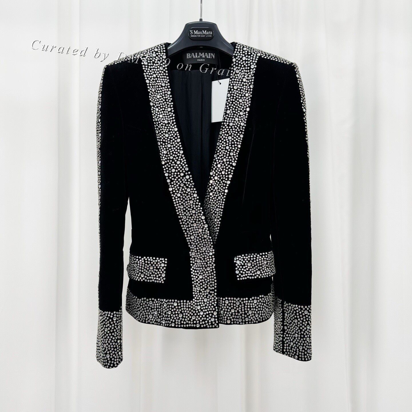 Balmain Balmain Rhinestone Velvet Shoulder Pad Jacket Size XS / US 0-2 / IT 36-38 - 1 Thumbnail