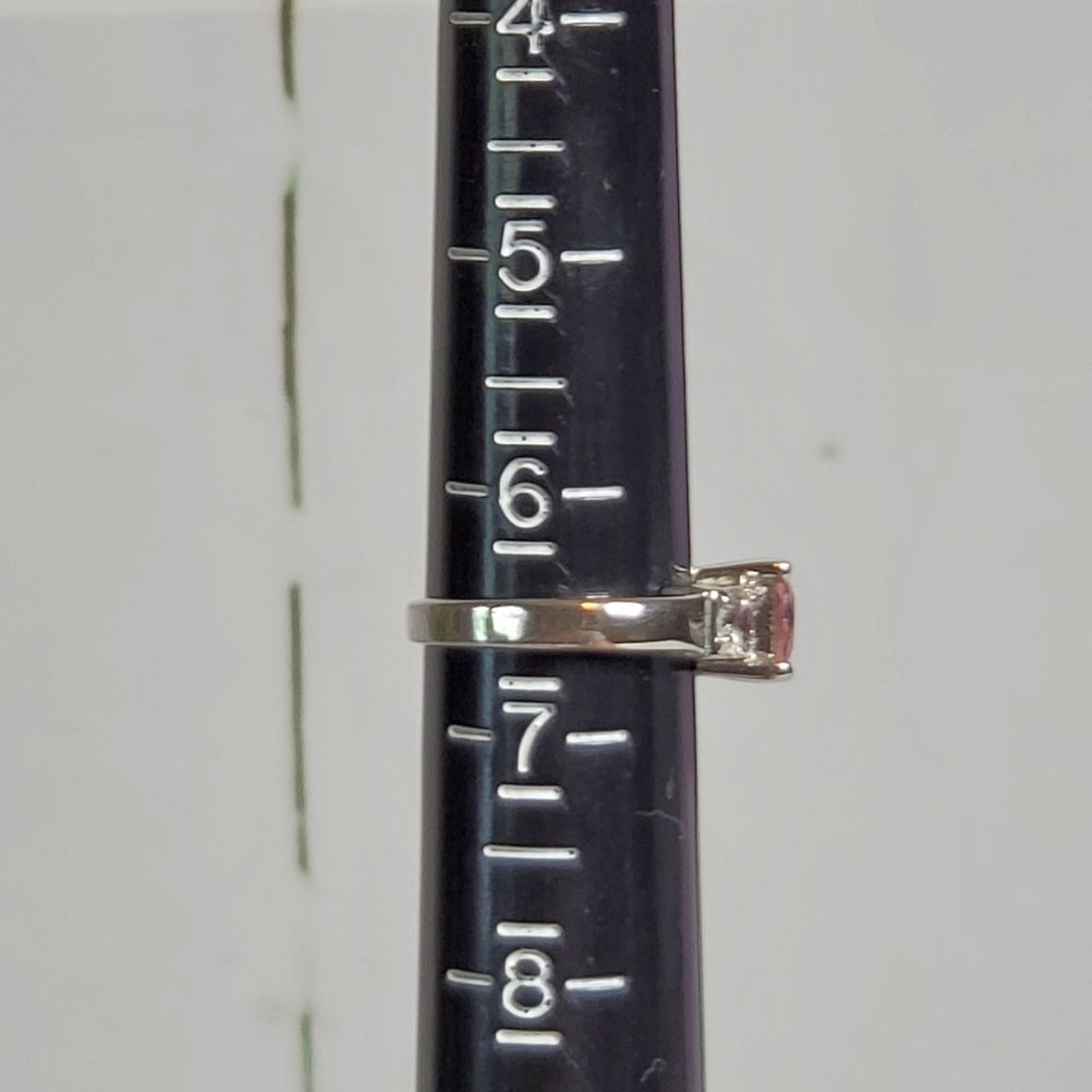 Designer White Gold Plated Pink Princess Cut & White Crystal Ring 6.5 Size ONE SIZE - 4 Thumbnail