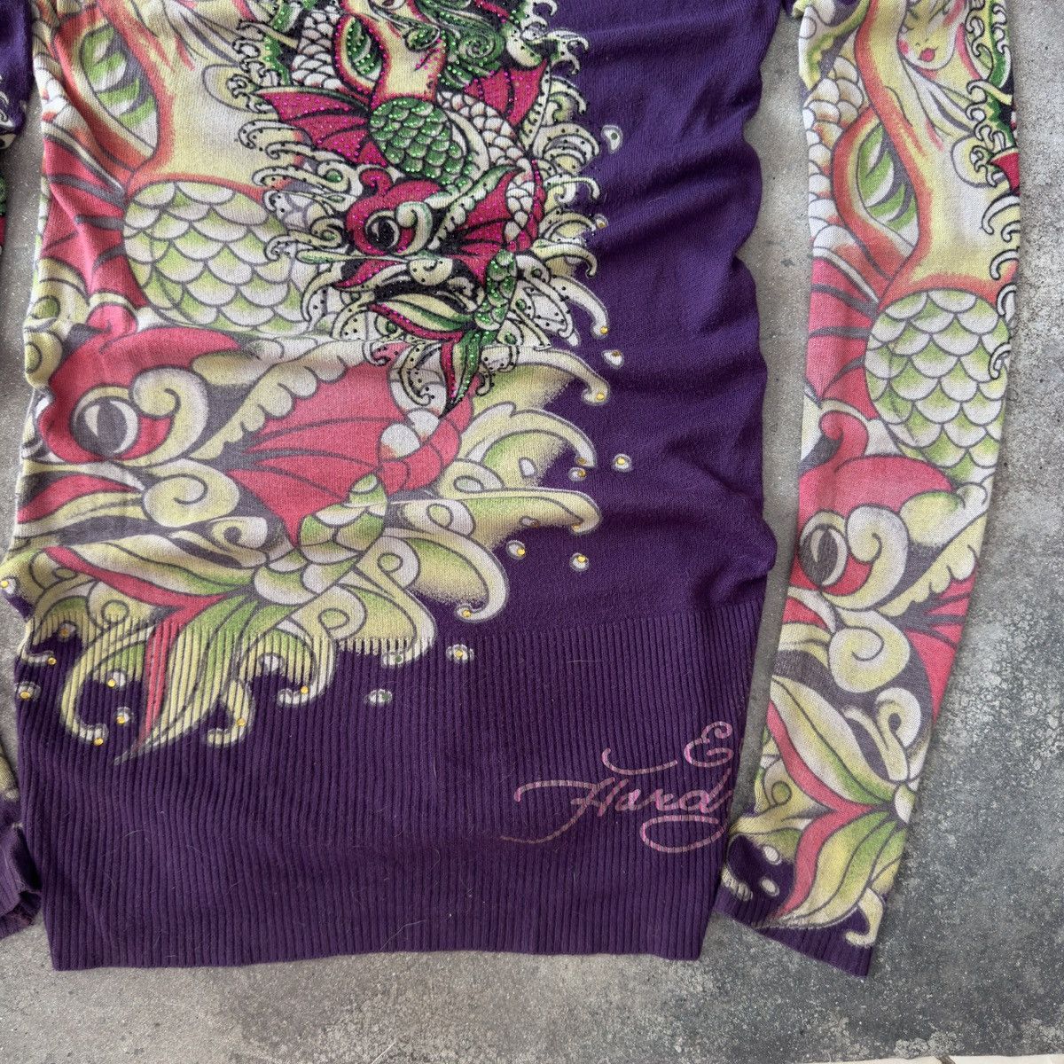 Ed Hardy Ed Hardy Y2K Vintage Iconic Tattoo Long Hooded Top Size M / US 6-8 / IT 42-44 - 12 Thumbnail