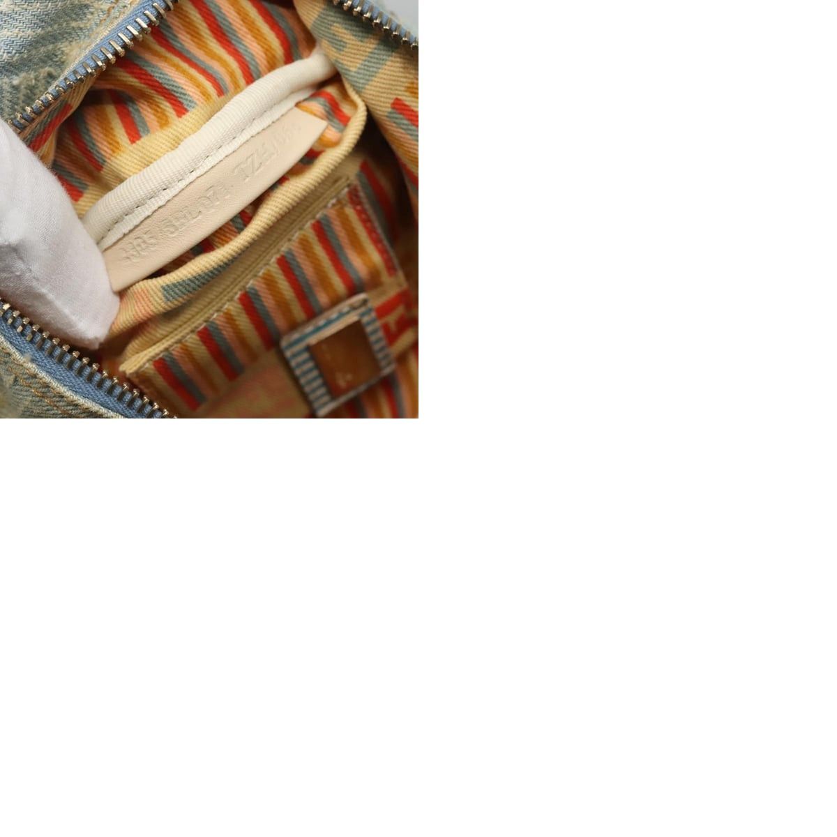 Fendi FENDI Zucca Canvas Hand Bag Light Blue Gold Size ONE SIZE - 13 Thumbnail