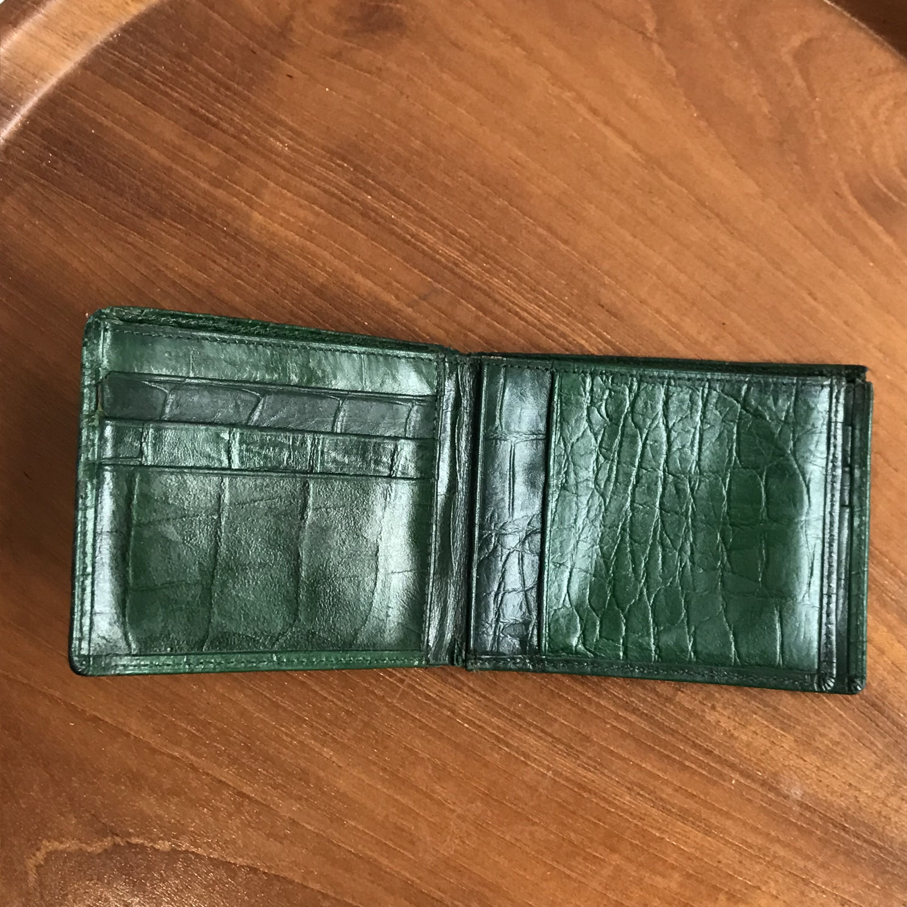 Genuine Leather × Leather × Vintage Vintage Crocodile green raw leather wallet Size ONE SIZE - 3 Thumbnail