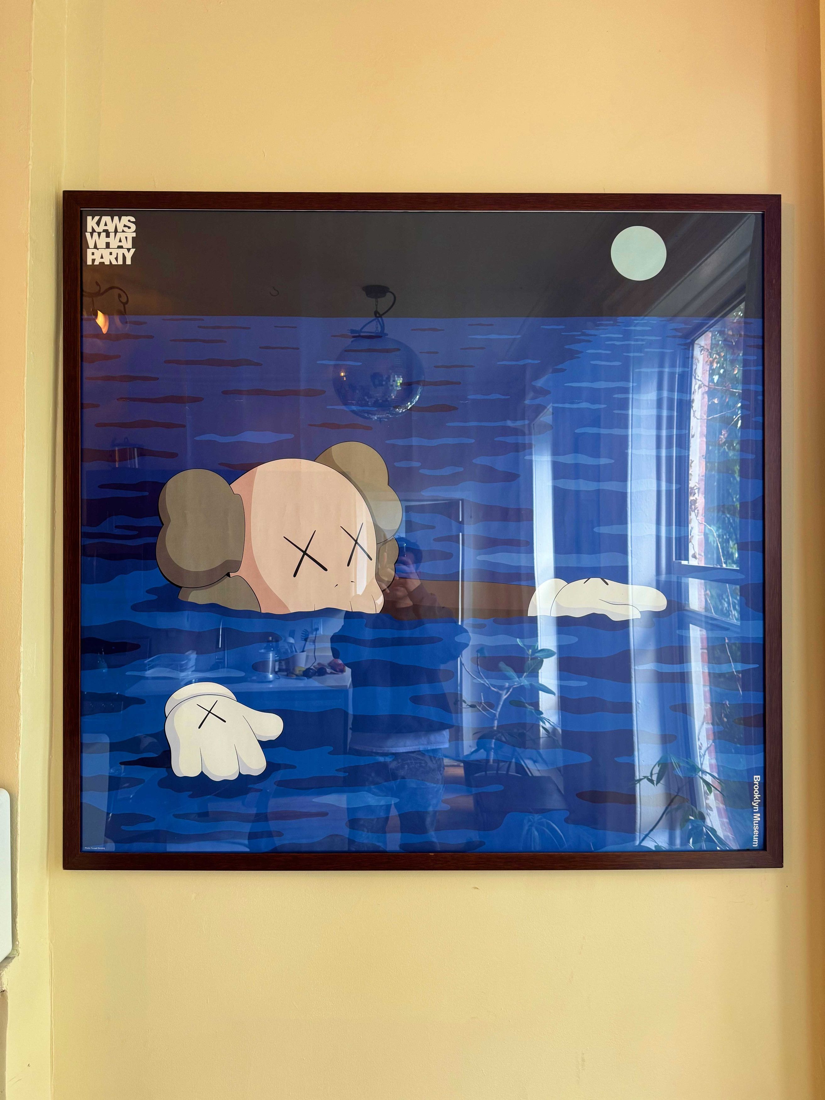 image of Kaws Brooklyn Museum Tide Poster [Framed] in Blue, Men's