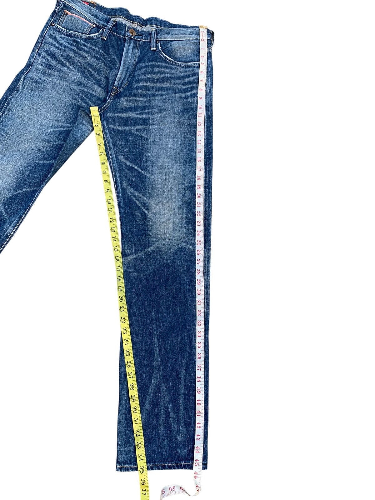 Kapital VINTAGE EDWIN 505zx SELVEDGE BUCKLE BACK DISTRESSED DENIM Size US 35 - 22 Thumbnail