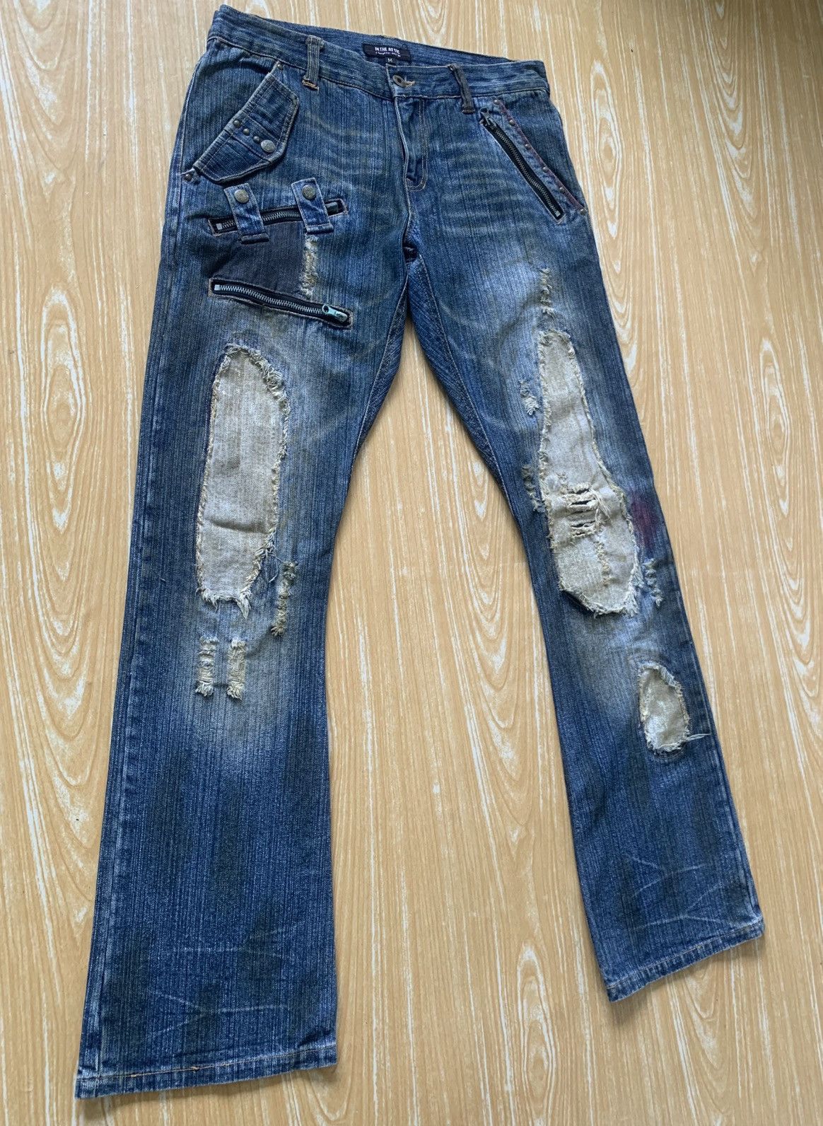 In The Attic Rare Distressed In The Attic Flare Denim Jeans Pants Size US 31 - 4 Thumbnail