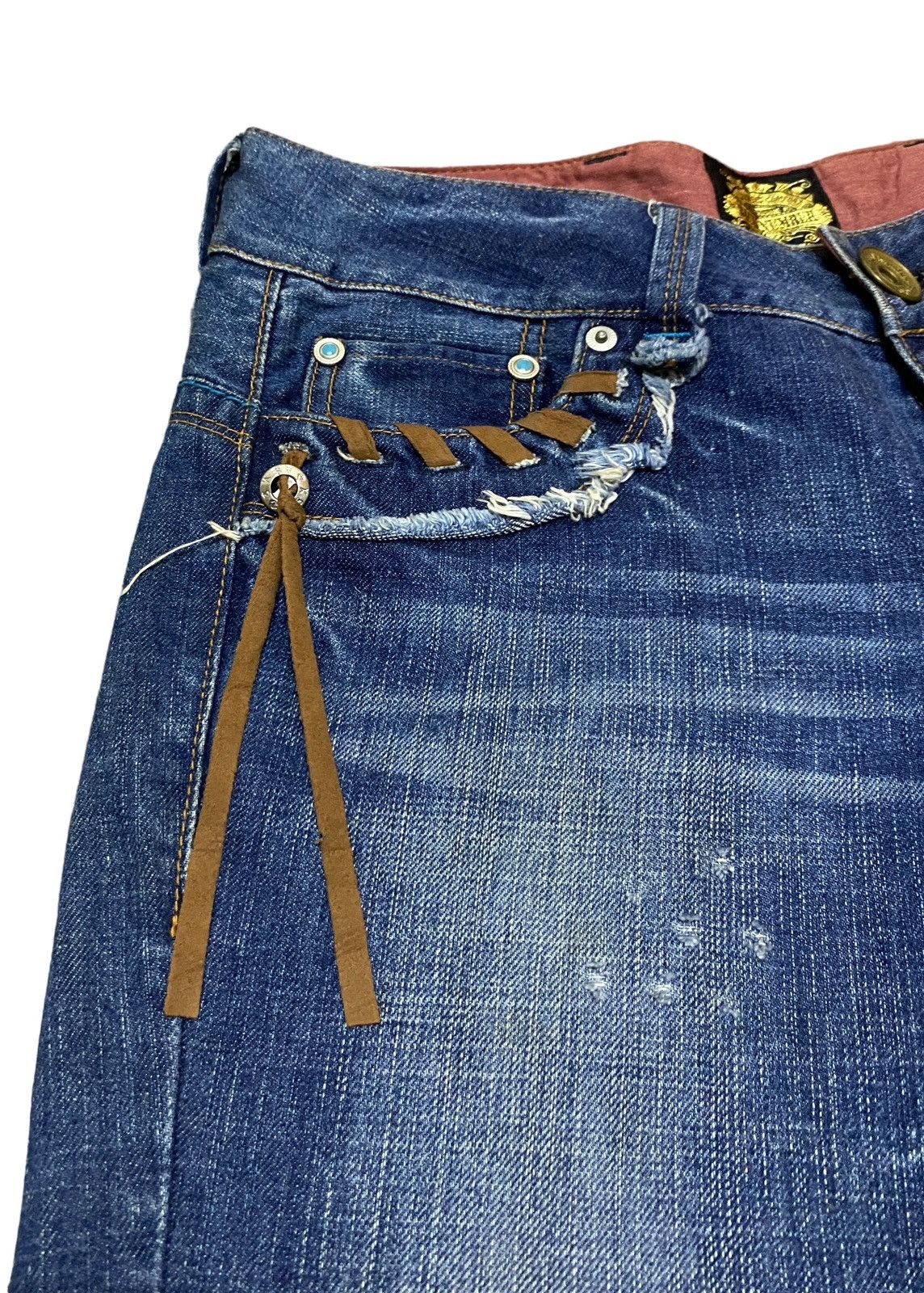 Le Grande Bleu (L.G.B.) Rare Design Vintage Brand Back Number Flared Jeans 2000s Size US 30 / EU 46 - 7 Thumbnail