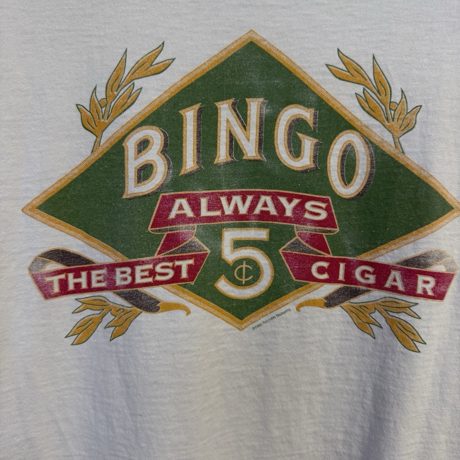 Vintage Vintage 90s Bingo Cigar T Shirt Mens Large White Single Stit Size US L / EU 52-54 / 3 - 12 Thumbnail