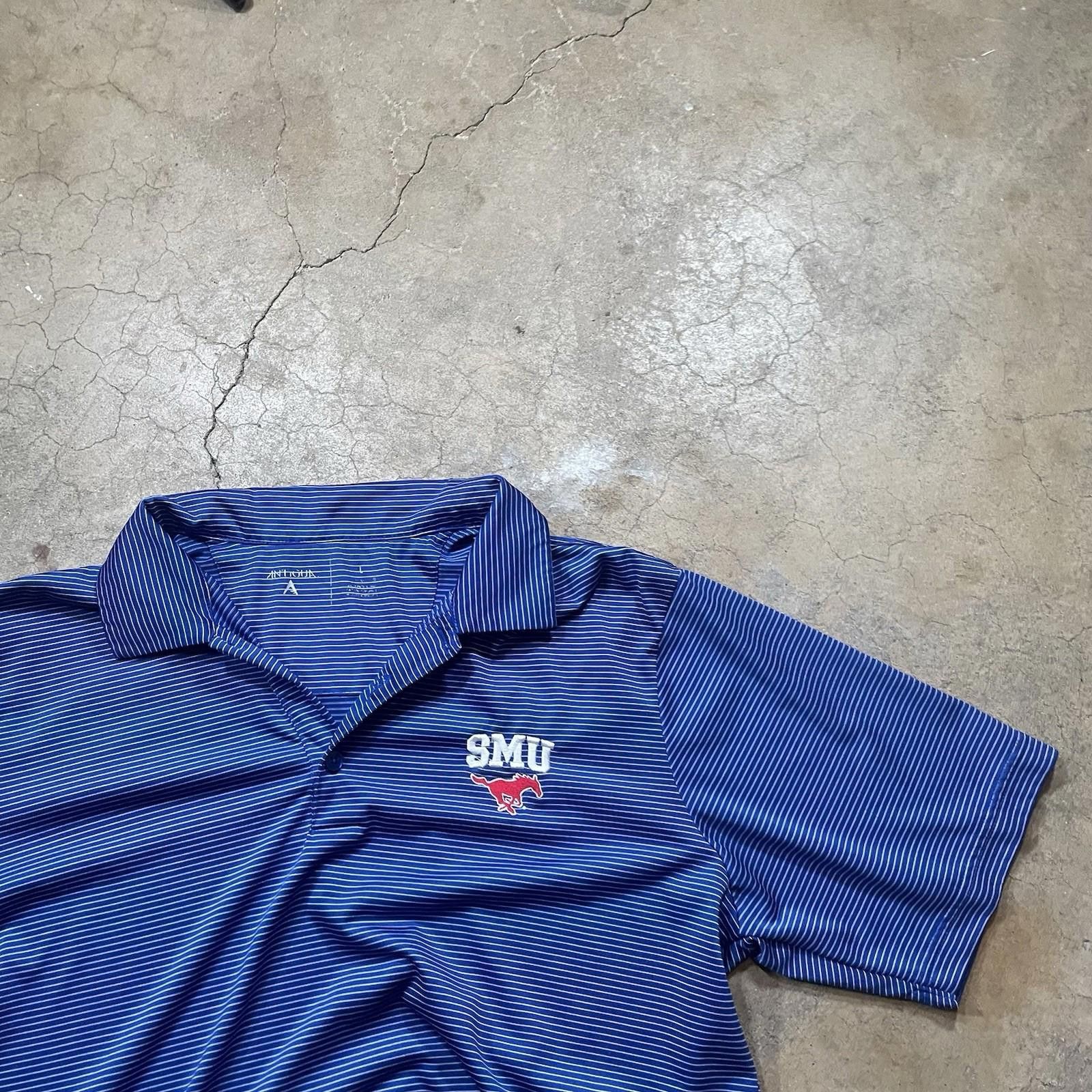 Antigua SMU Mustangs Antigua Men’s Polo Blue Golf Shirt Size L Size US L / EU 52-54 / 3 - 3 Thumbnail