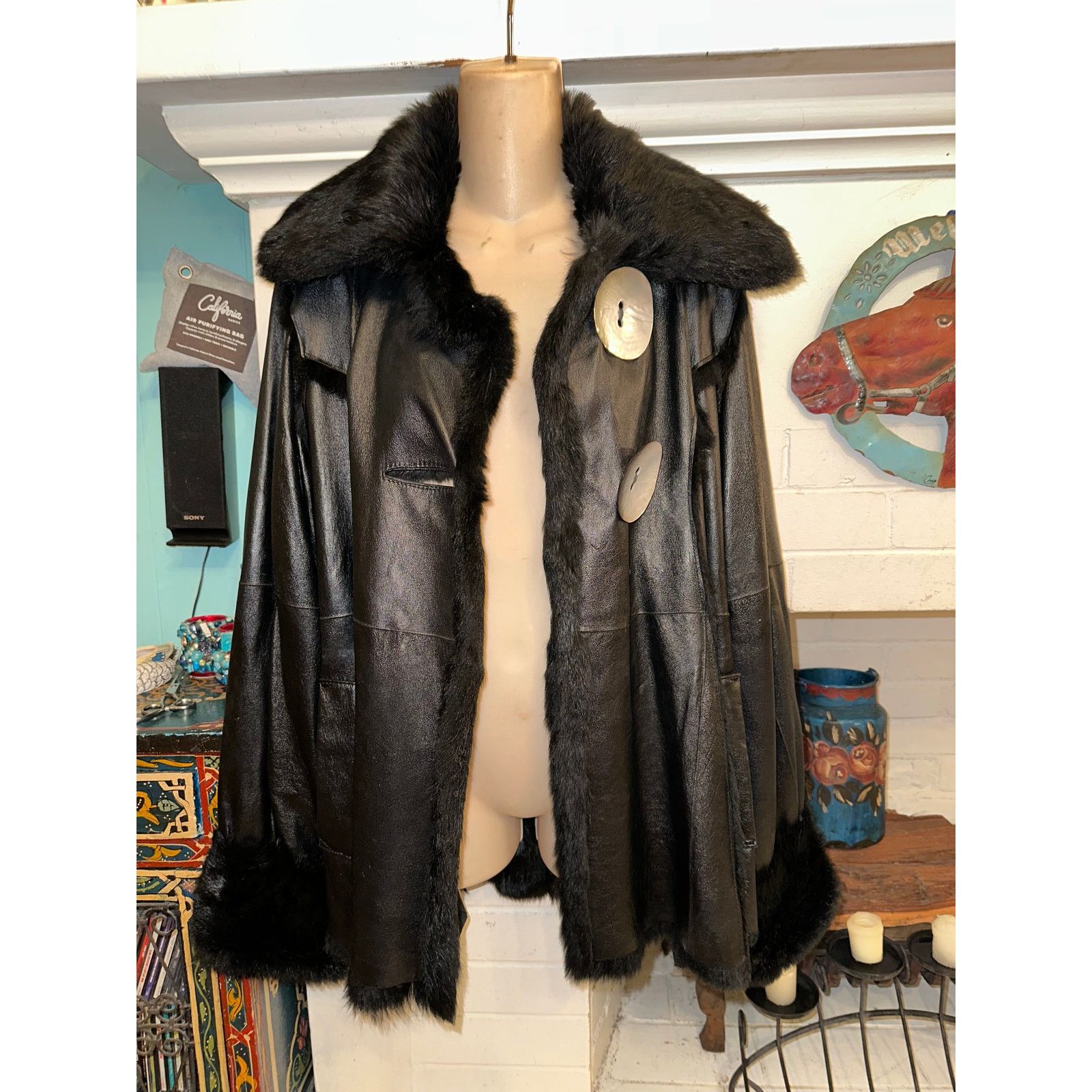 Vintage VINTAGE UNWORN BLACK TOSCANA SHEARLING SMOOTH LEATHER JACKET Size S / US 4 / IT 40 - 9 Thumbnail