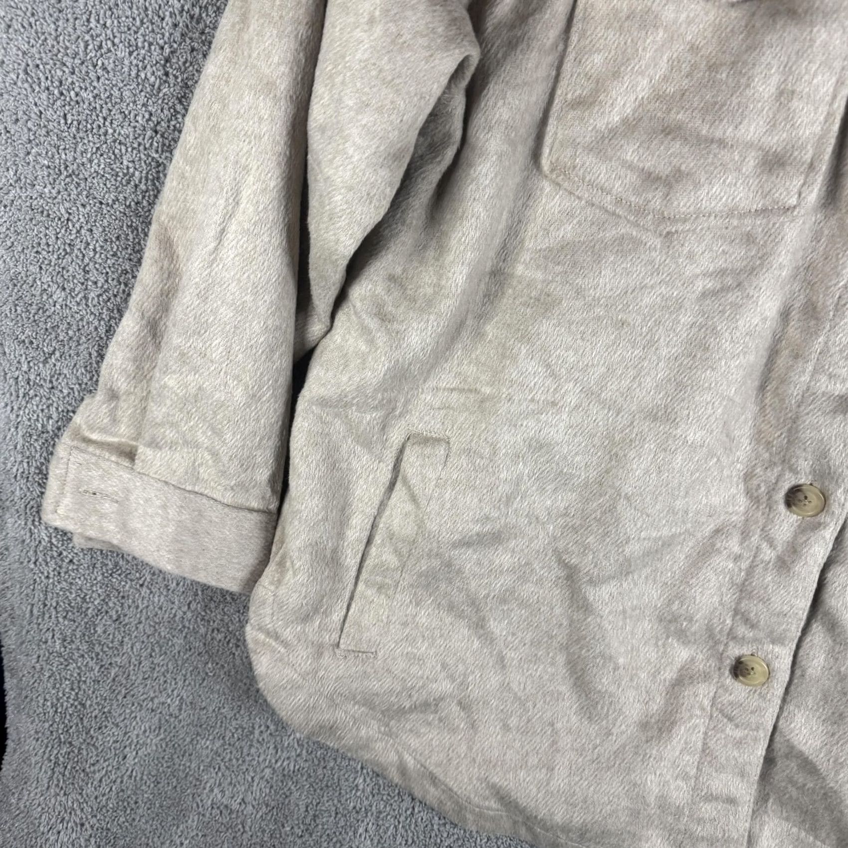 Vintage Member's Mark Shacket Jacket Mens XL Beige Pockets Button Front Fleece Size US XL / EU 56 / 4 - 2 Thumbnail