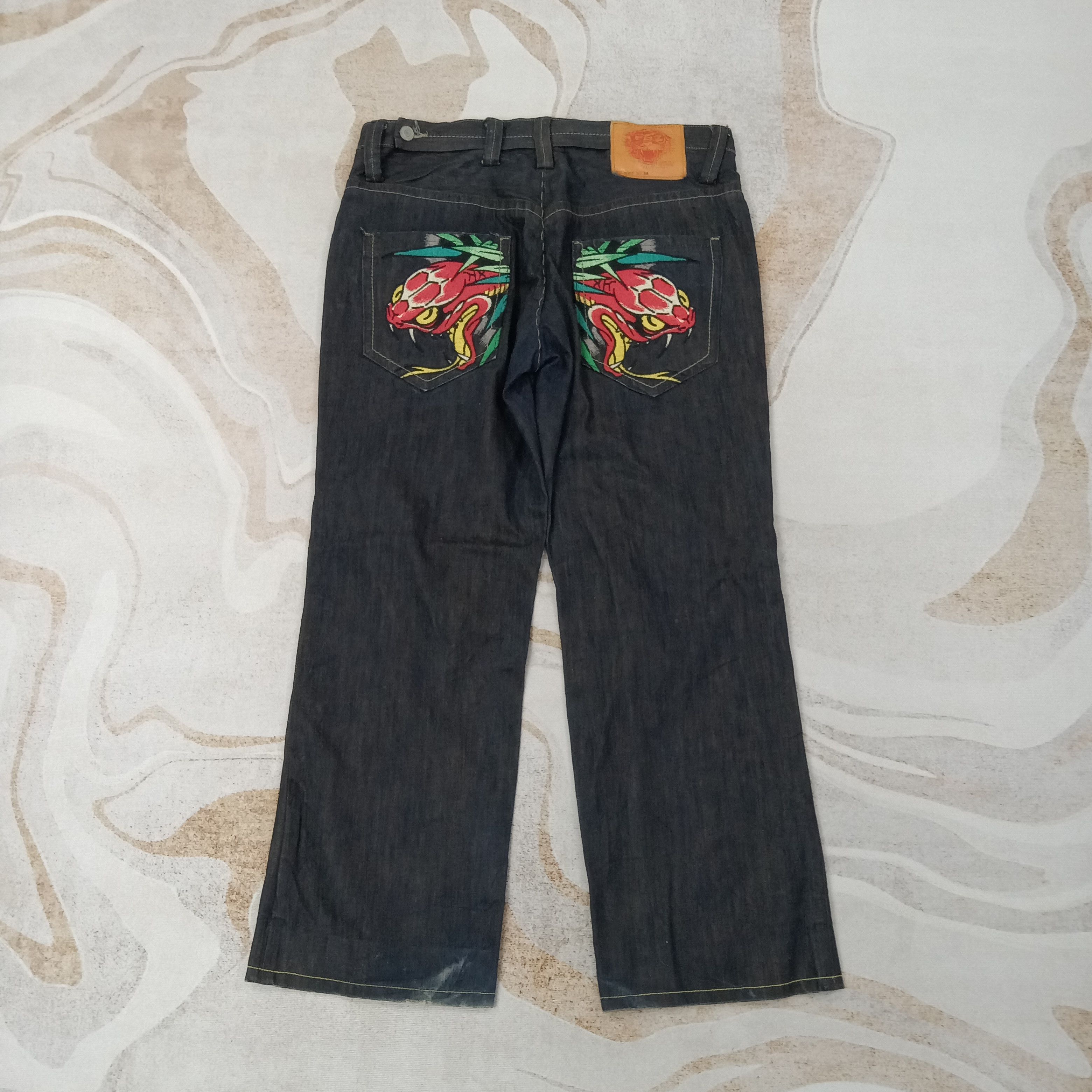 Ed Hardy Ed Hardy Christian Audiguer Embroidery Denim Jeans C258N15 Size US 38 / EU 54 - 1 Thumbnail