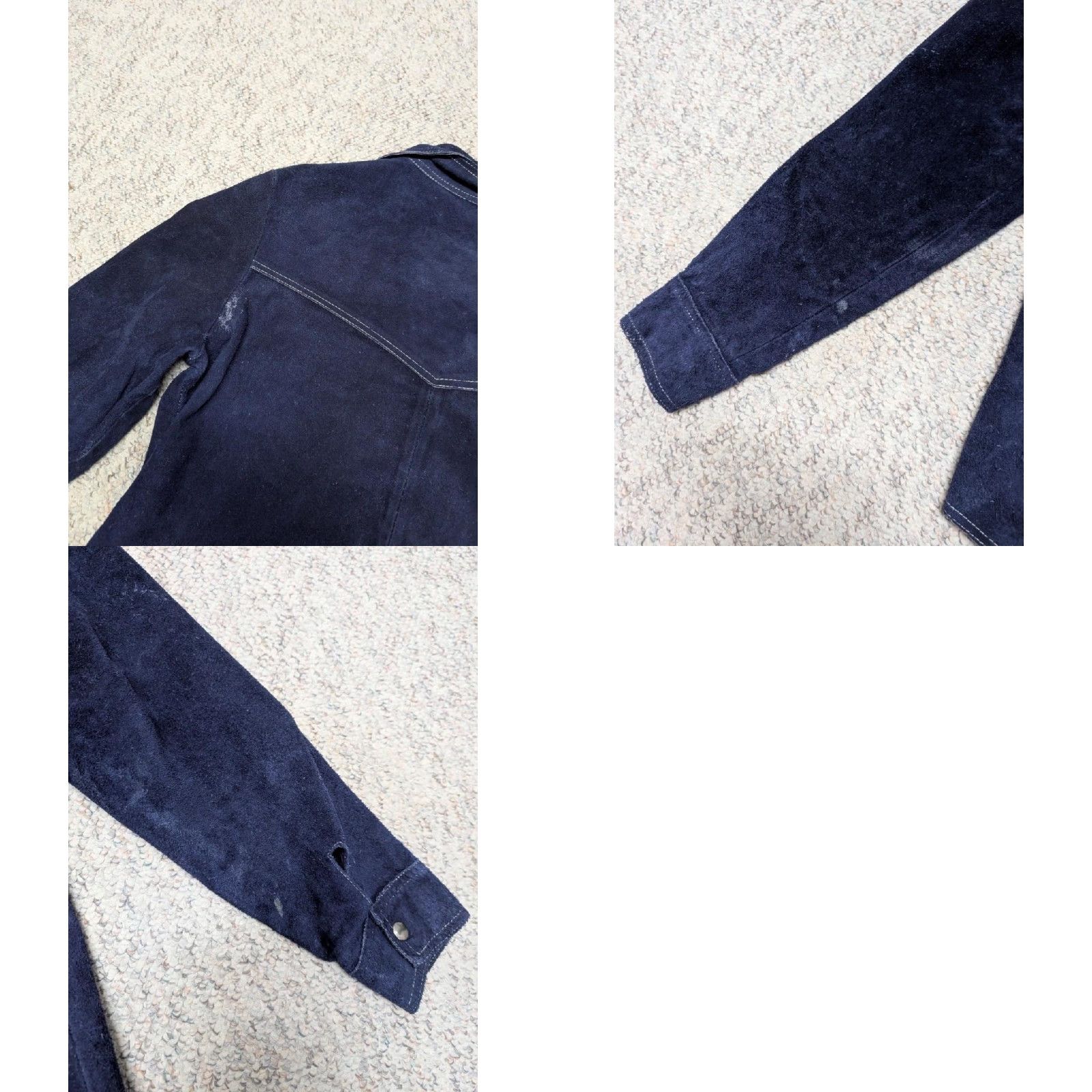 Vintage VINTAGE blue jacket Western trucker jacket Unisex Adults S Blue 1970s split suede cowhide leather snap Western trend Mens Womens Size US S / EU 44-46 / 1 - 8 Thumbnail
