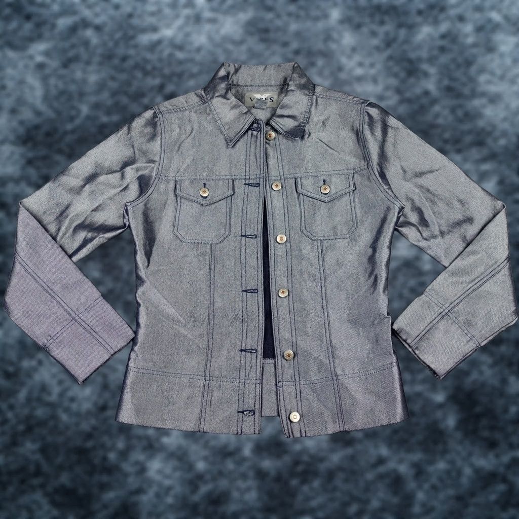 VIBE Vibes Jacket Womens Large Denim Trucker Button Front Pockets Blue Jeans Casual Fall Spring Winter Mens? Size 36" / US 14 / IT 50 - 1 Thumbnail