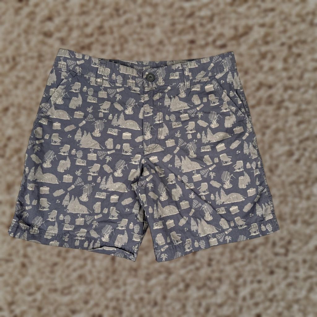 Vintage Columbia Shorts Mens 34x8 Gray Camping Print Chino 8 Inseam Lightweight Outdoor Casual Travel Shirt Size US 34 / EU 50 - 1 Thumbnail