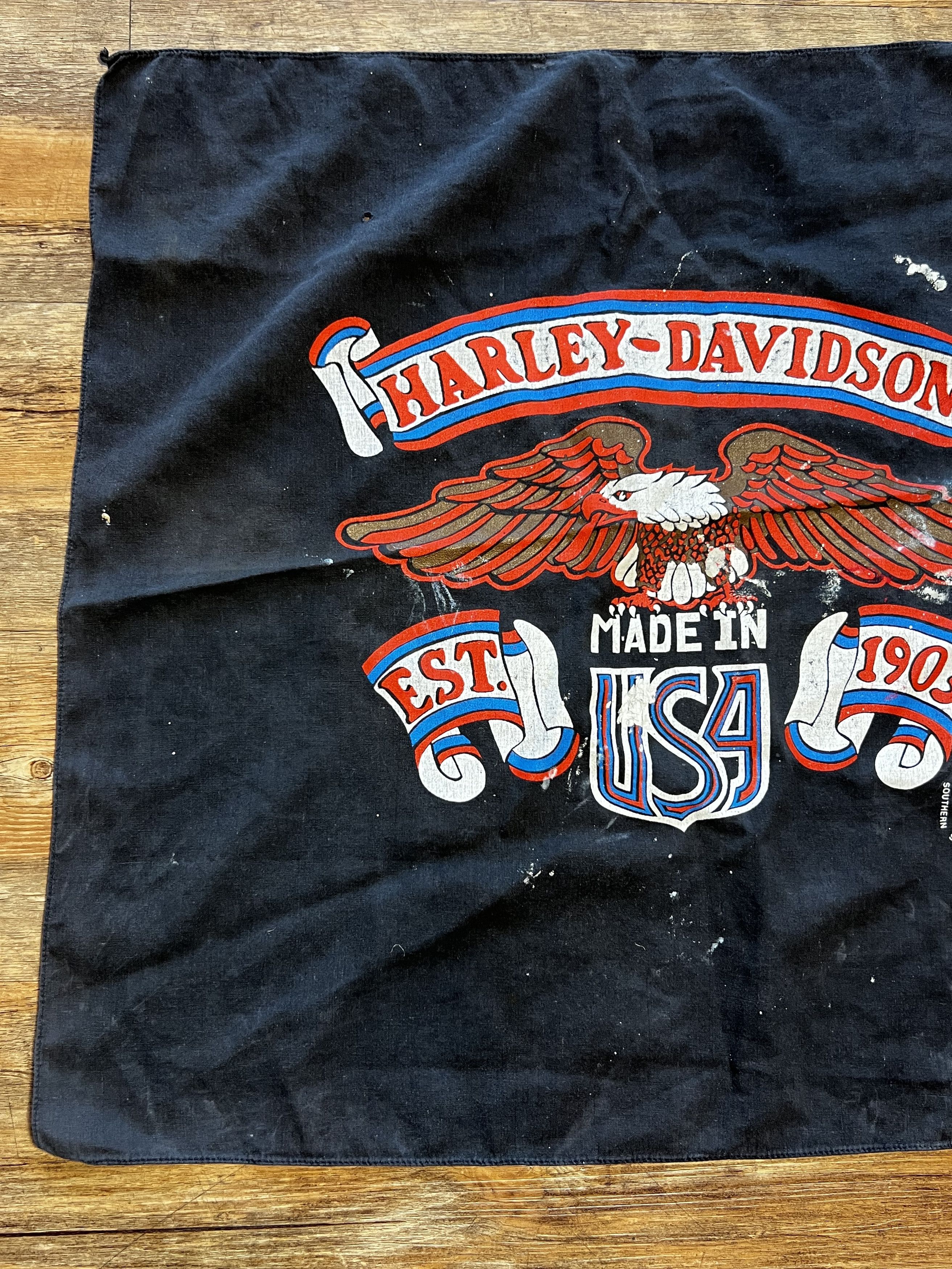 Vintage Vintage 1980's Official Harley Davidson Eagle Logo Bandana Size ONE SIZE - 5 Thumbnail