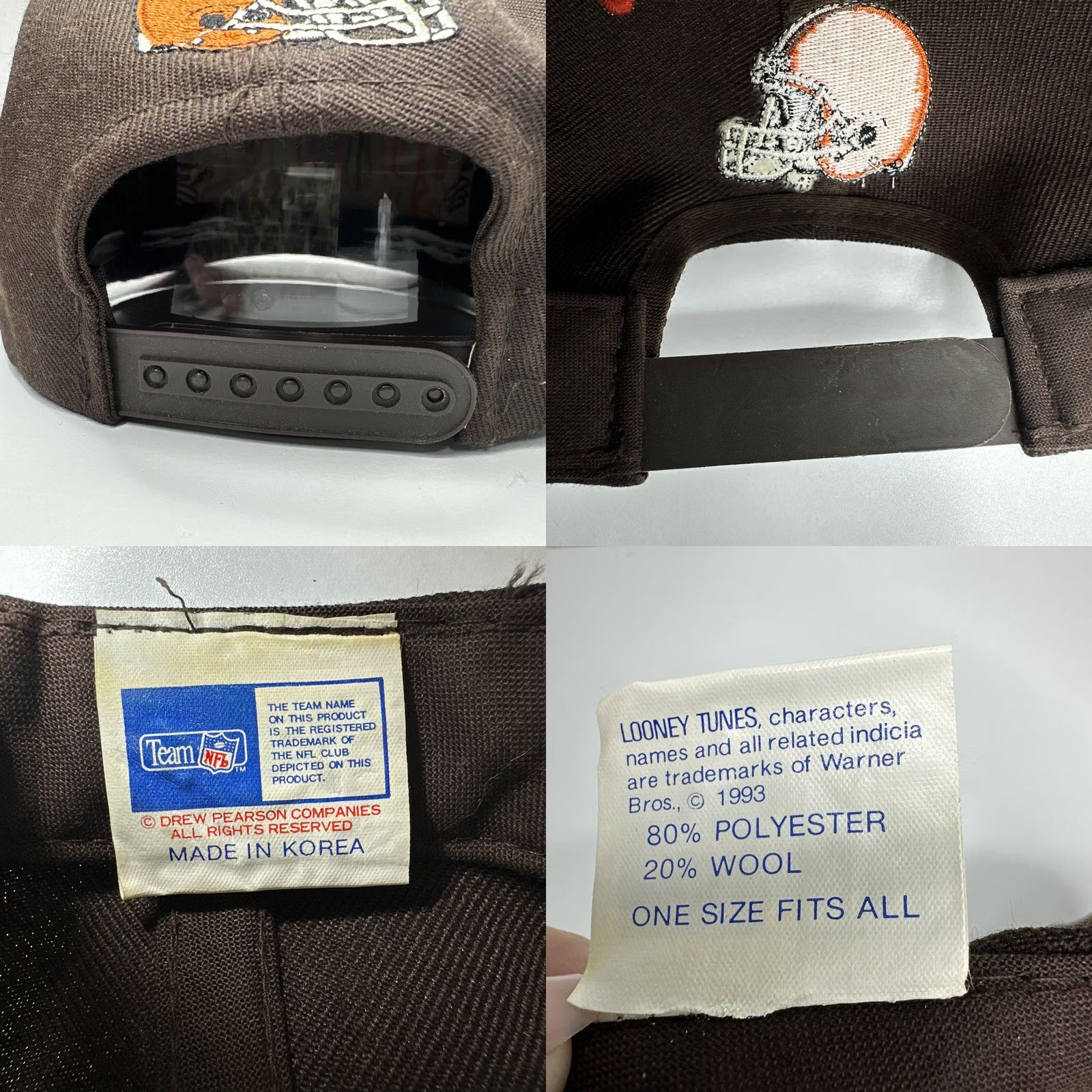 NFL VINTAGE Drew Pearson Cleveland Browns TAZ Hat Snapback Looney Tunes NFL 90s RARE Hat Mens Size ONE SIZE - 9 Thumbnail