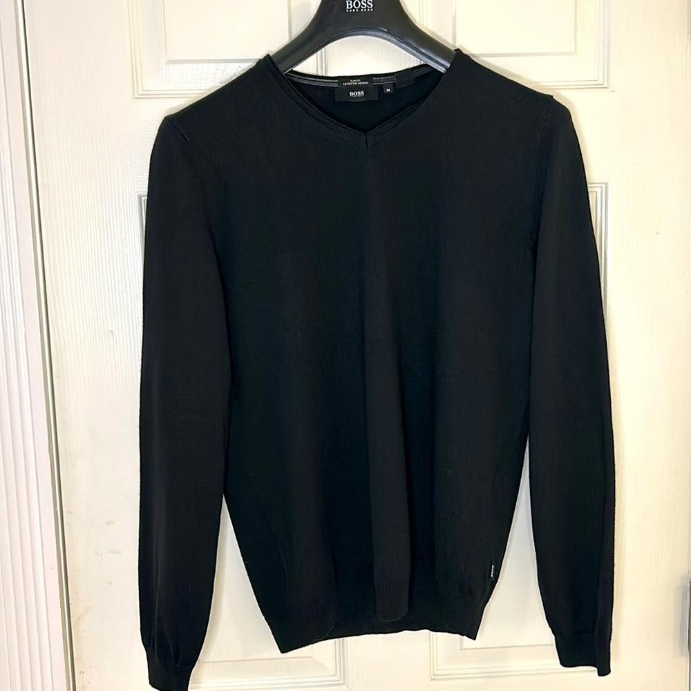 Hugo Boss HUGO BOSS - Slim fit - Med - Blk - Extra fine Merino Sweater Size US M / EU 48-50 / 2 - 2 Thumbnail