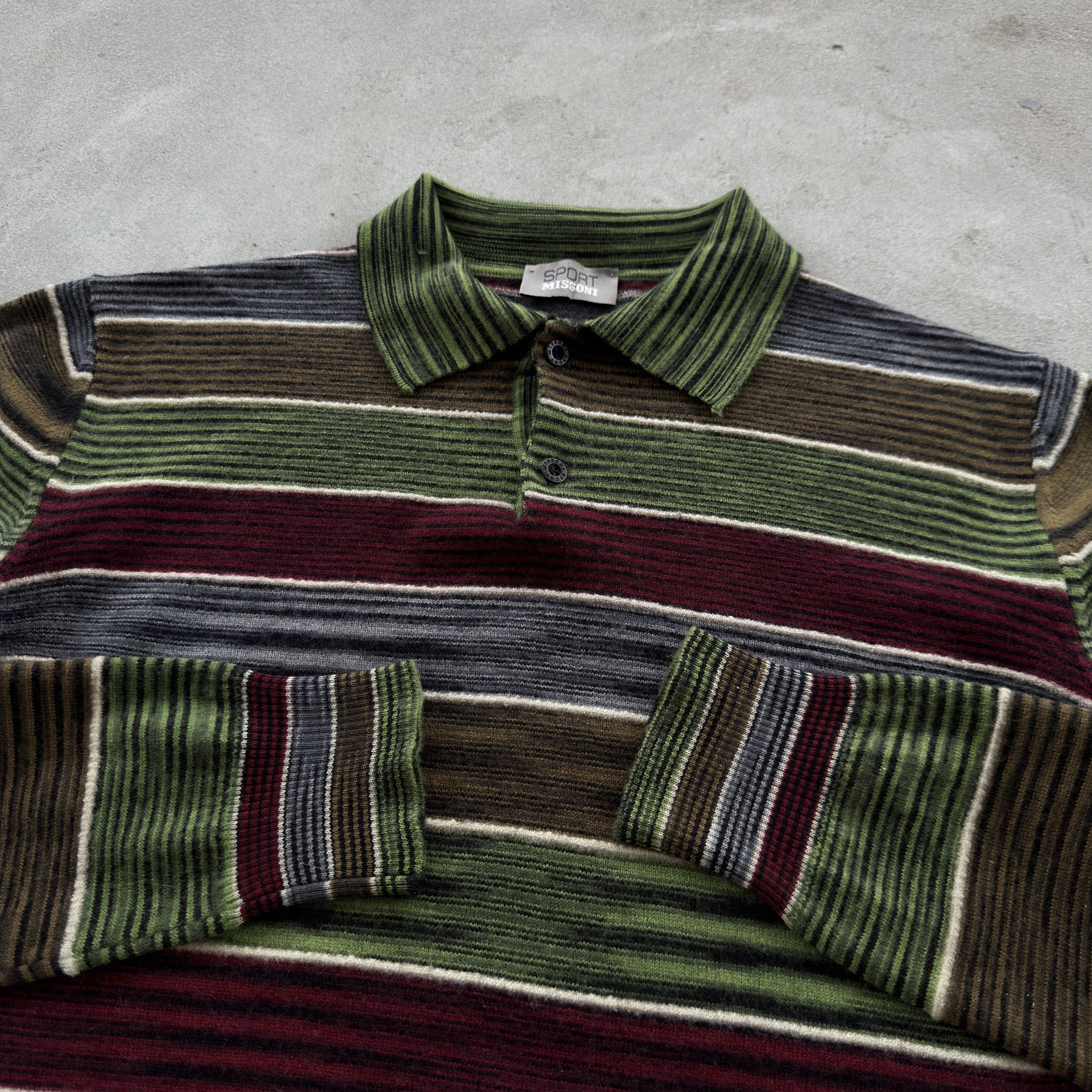 Missoni Vintage Sport Missoni Striped Knit Polo Jumper Sweater Size US L / EU 52-54 / 3 - 4 Thumbnail