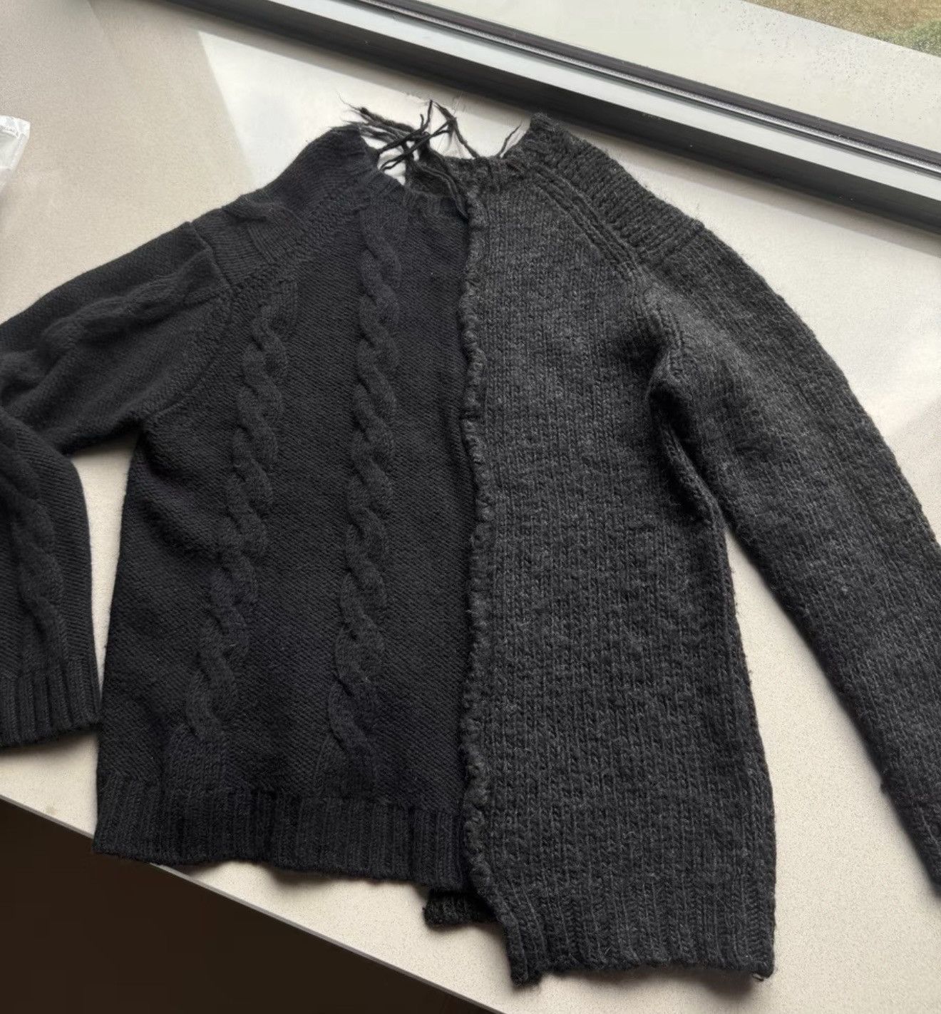 Runway Piece Yohji Yamamoto Black-Grey Wool Knitwear