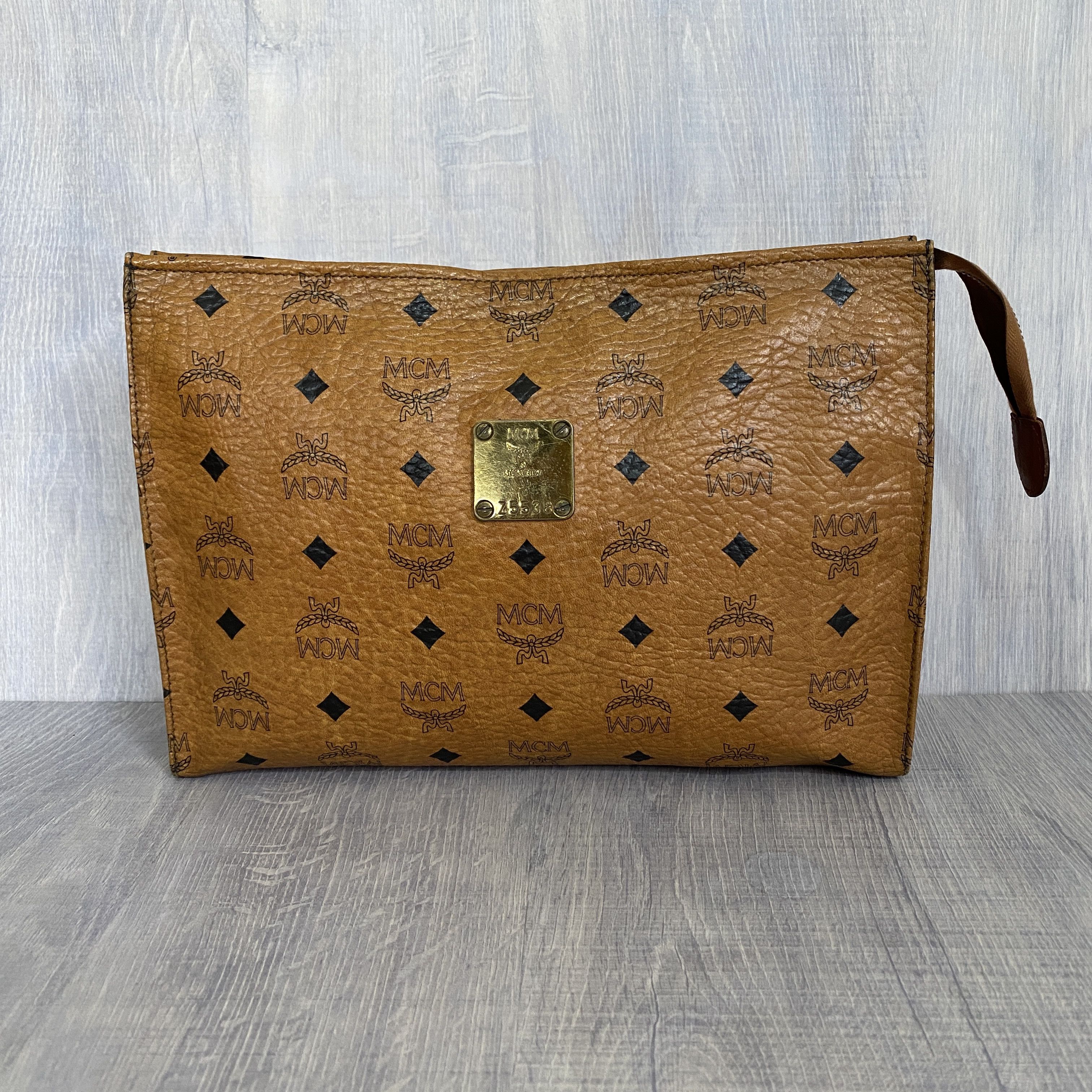 image of MCM Clutch Bag All Over Pattern Brown Visetos, Men's
