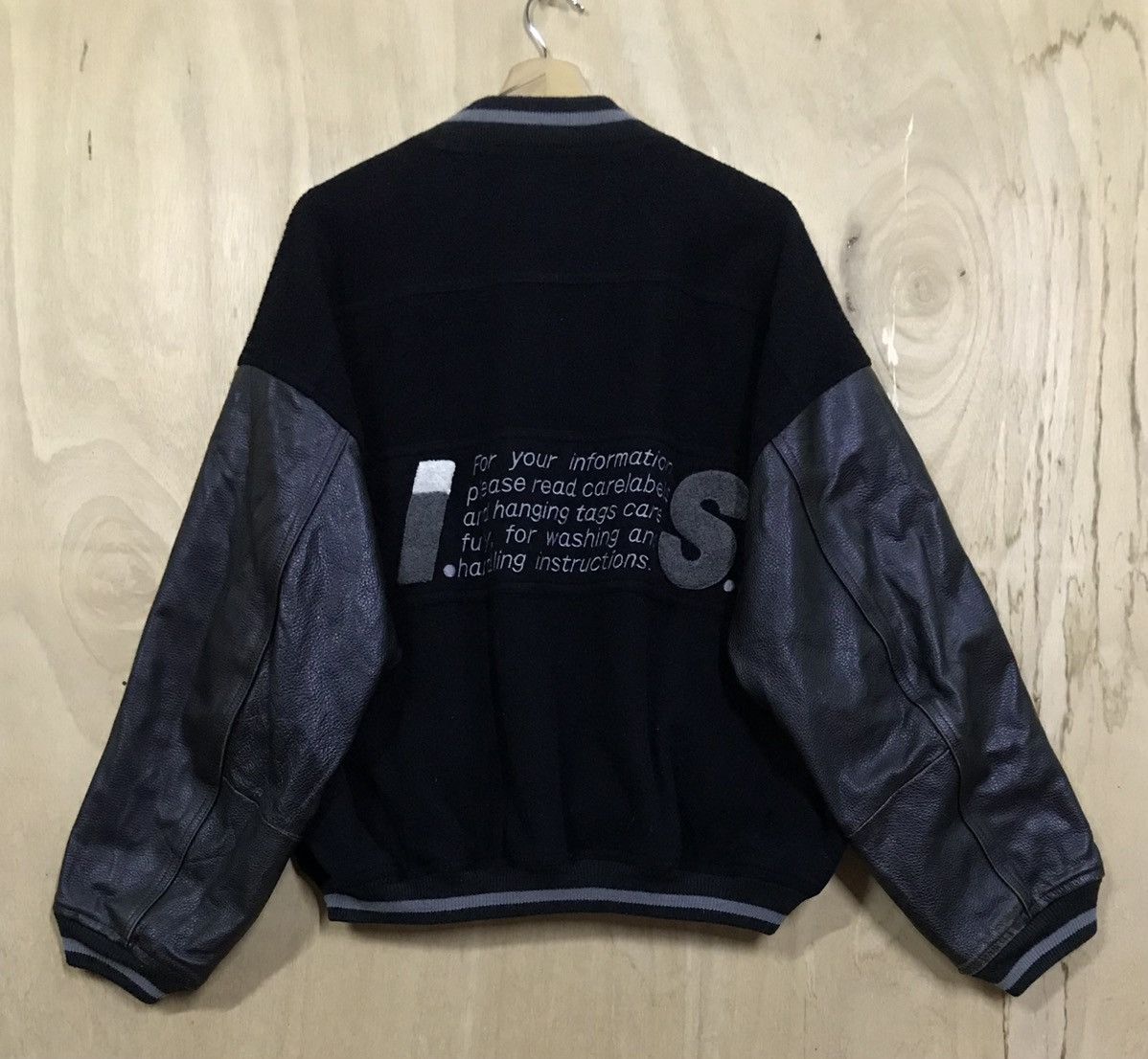 Issey Miyake Vintage 80’s Issey Miyake Leather Sleeve Varsity Jackets Size US M / EU 48-50 / 2 - 4 Thumbnail