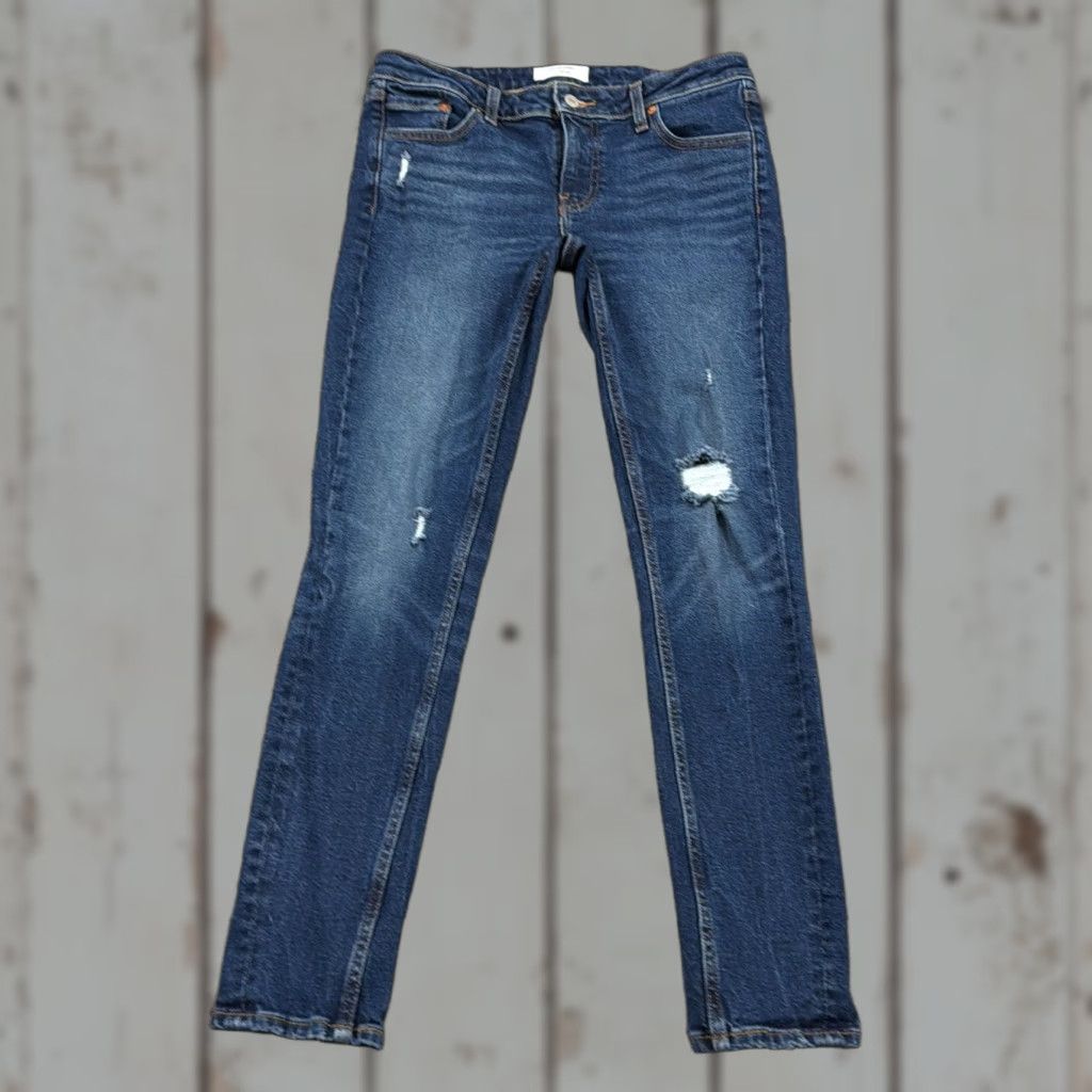 Levi's Levis Jeans Women 29 Dark Wash 711 Distressed Stretch Denim 28x29 Size 29" - 1 Thumbnail