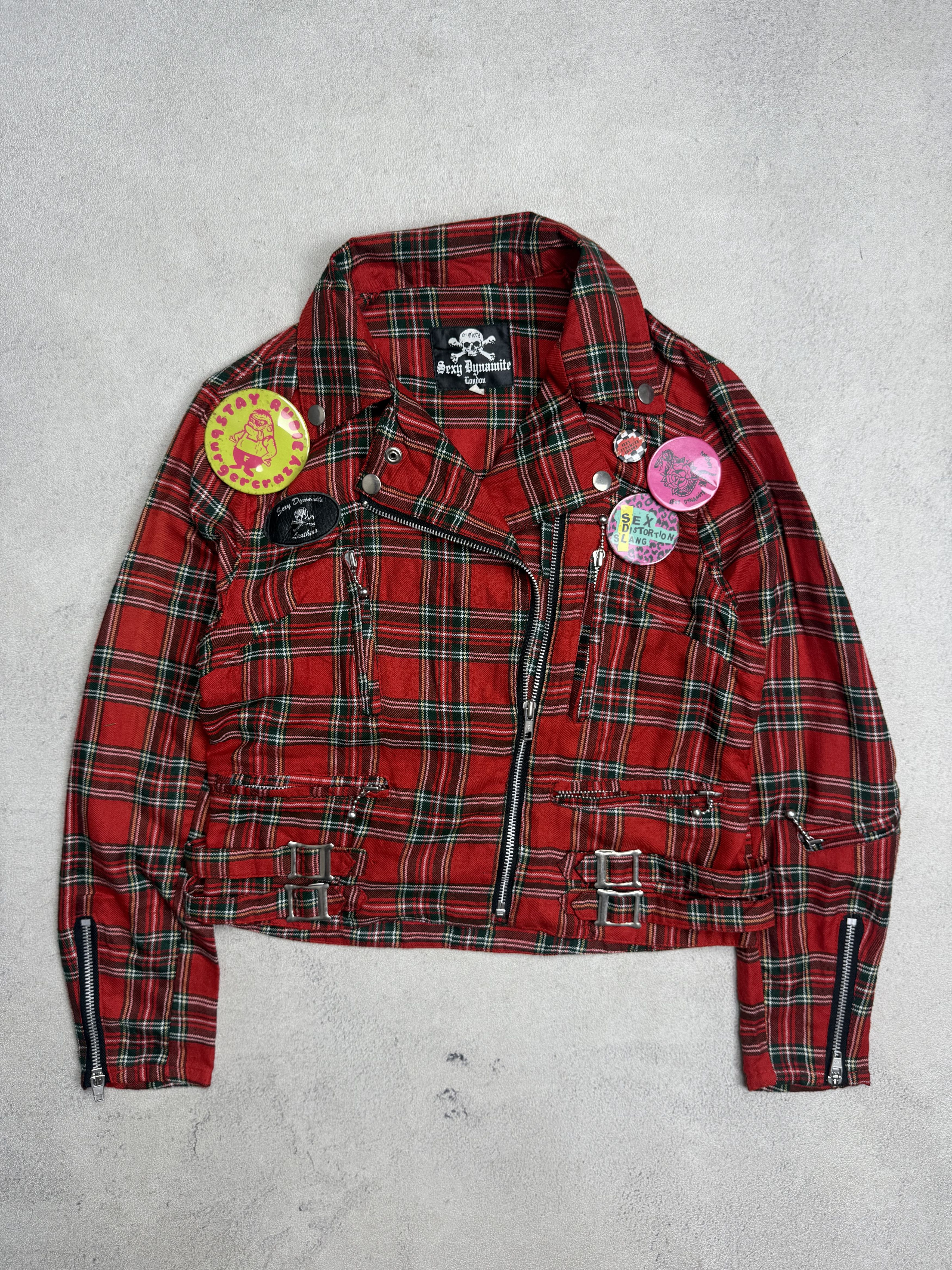 Sexy Dynamite London Red Tartan Plaid Punk Biker Jacket