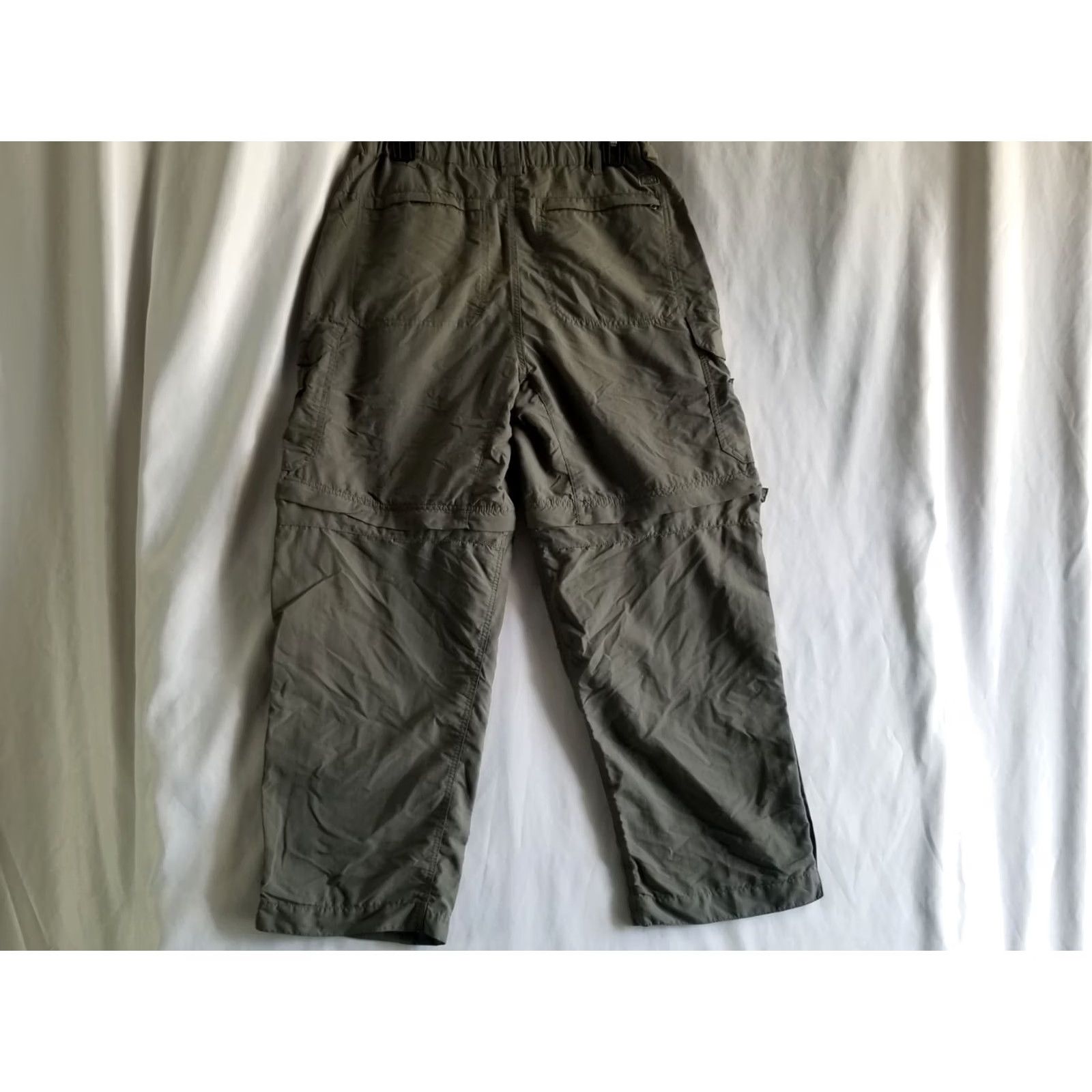 Vintage REI Coop Convertible Pants Mens Medium Gray Nylon Flex Waist Cargo Flat Front Breathable Lightweight Inseam 32in Belt Loops Pockets Olive Gray Size US 31 - 4 Thumbnail