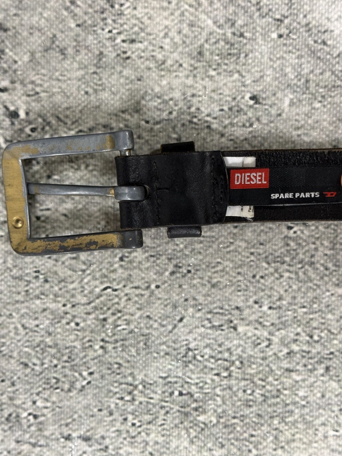 Diesel Diesel leather belt big buckle Y2K black basic gold silver Size 40 - 7 Thumbnail