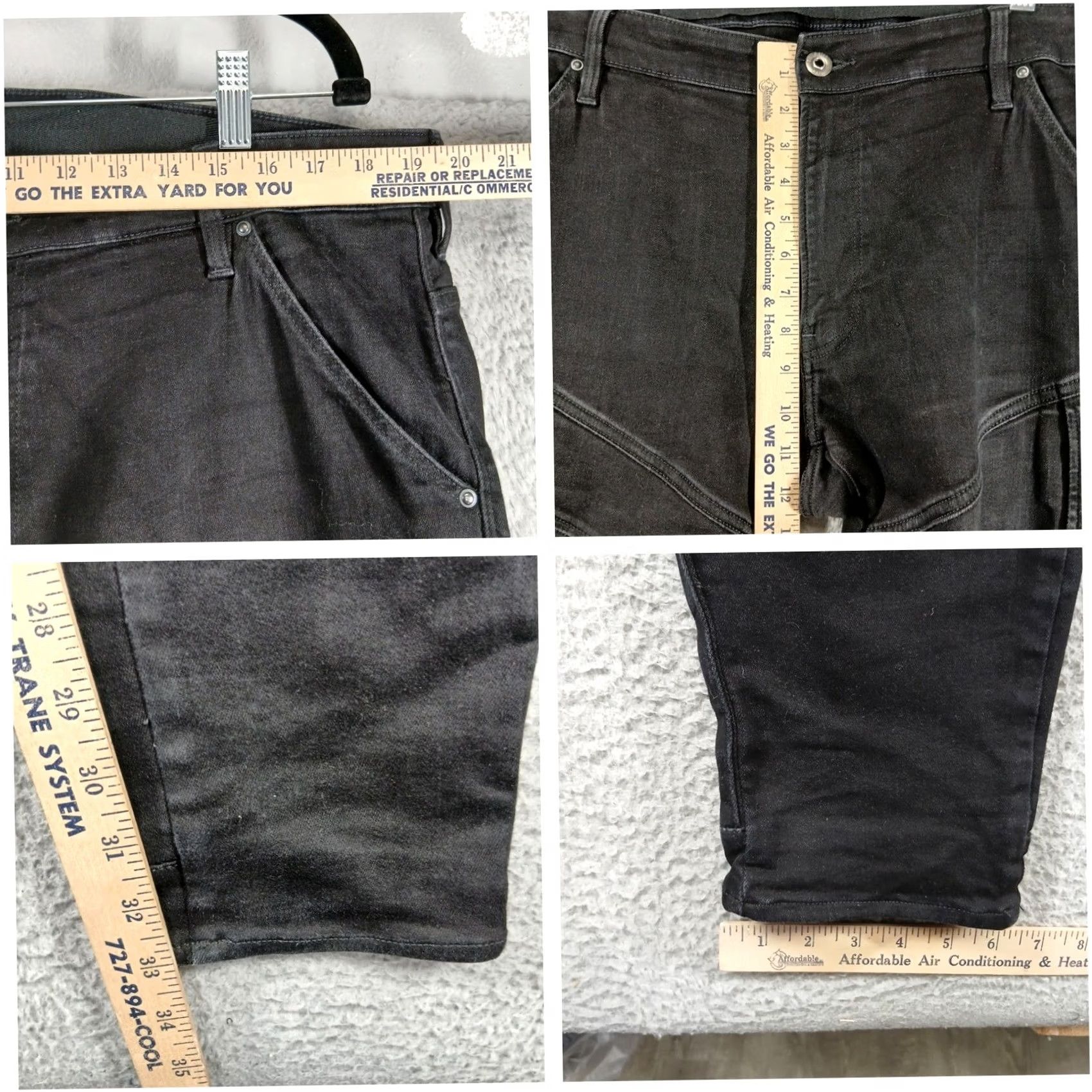 Vintage G-Star RAW Airblaze 3D Skinny Jeans 38x34 Black Size US 38 / EU 54 - 5 Thumbnail