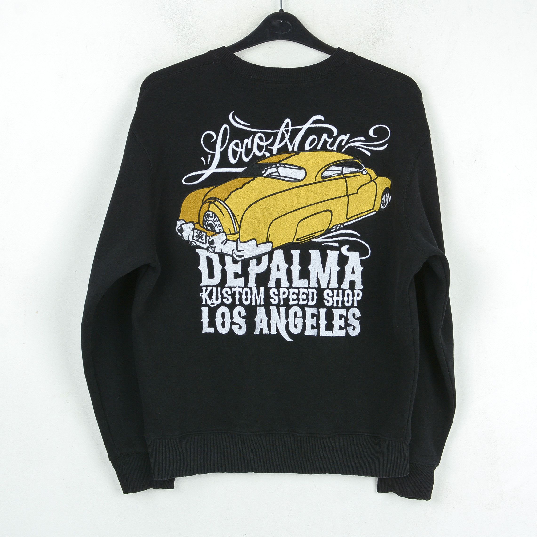 image of Depalma Workwear x Racing Huge Embroidery Spellout Logo L Sweatshirt Jumper Pullover in Black (Size