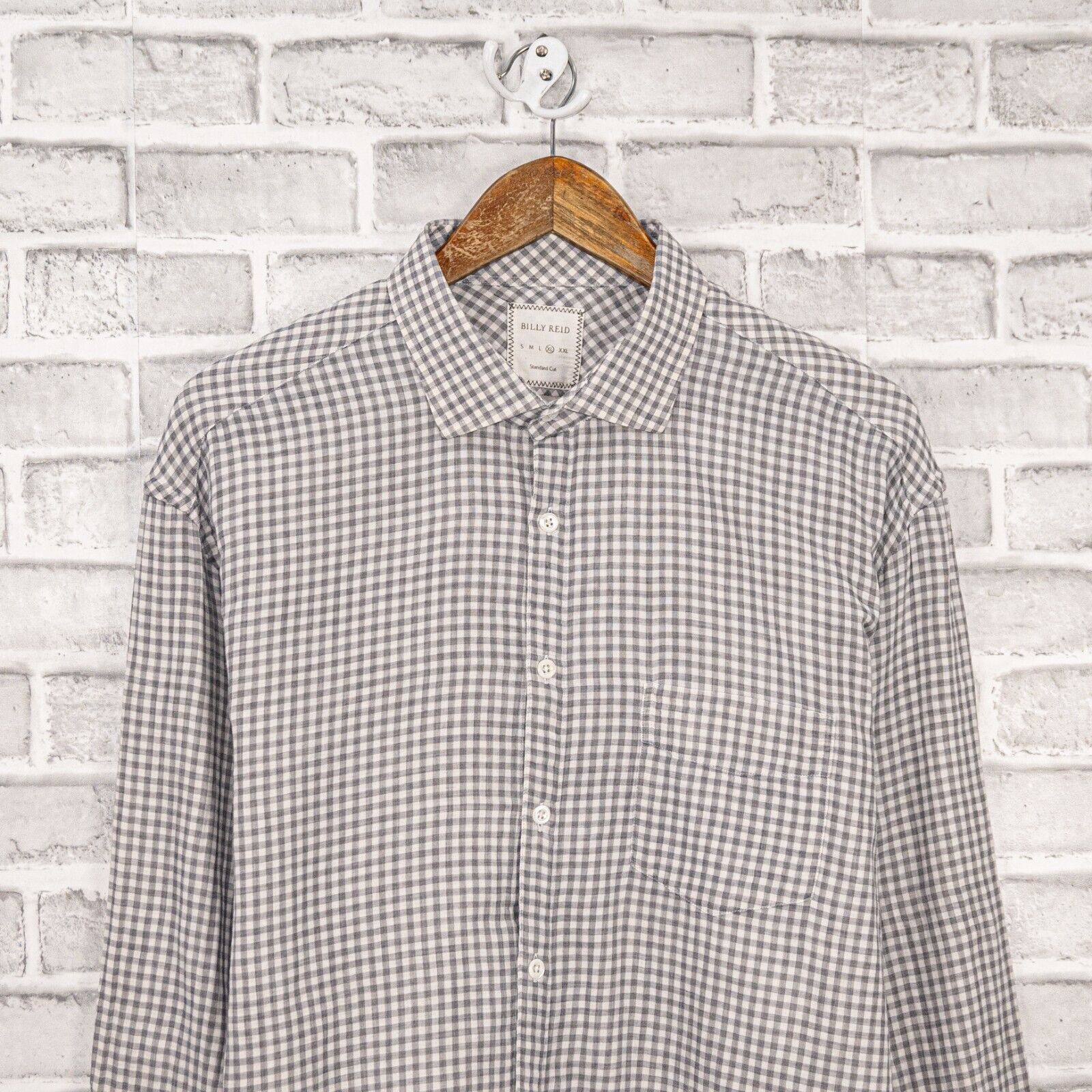 Billy Reid BILLY REID Standard Cut Button up Shirt in Gray Gingham Size US XL / EU 56 / 4 - 4 Thumbnail