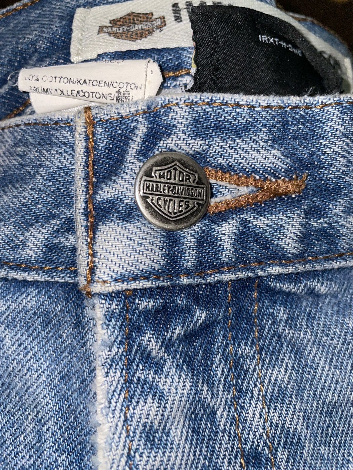 Harley Davidson × Vintage Vintage Harley Davidson Denim Jeans Distressed Condition Size US 35 - 4 Thumbnail