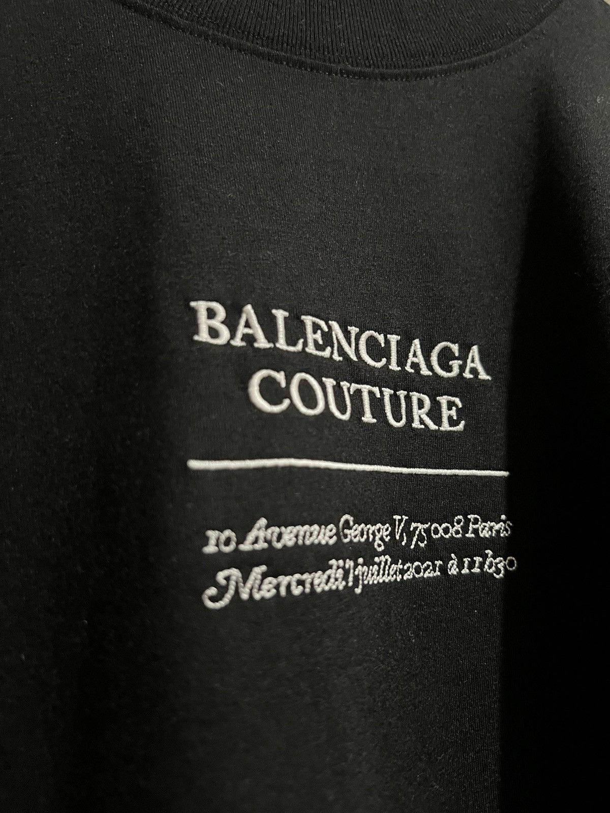 Balenciaga Oversized Couture Address Embroidered Logo Tee in Black Size US XXS / EU 40 - 3 Thumbnail