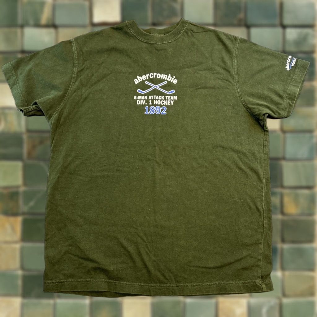 Abercrombie & Fitch VINTAGE Abercrombie & Fitch T-Shirt Muscle Tee XL Green Hockey Body Checkers Preppy 90s Mens Size US XL / EU 56 / 4 - 1 Thumbnail