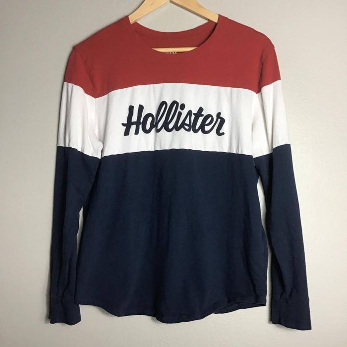 Hollister red white hot sale and blue shirt