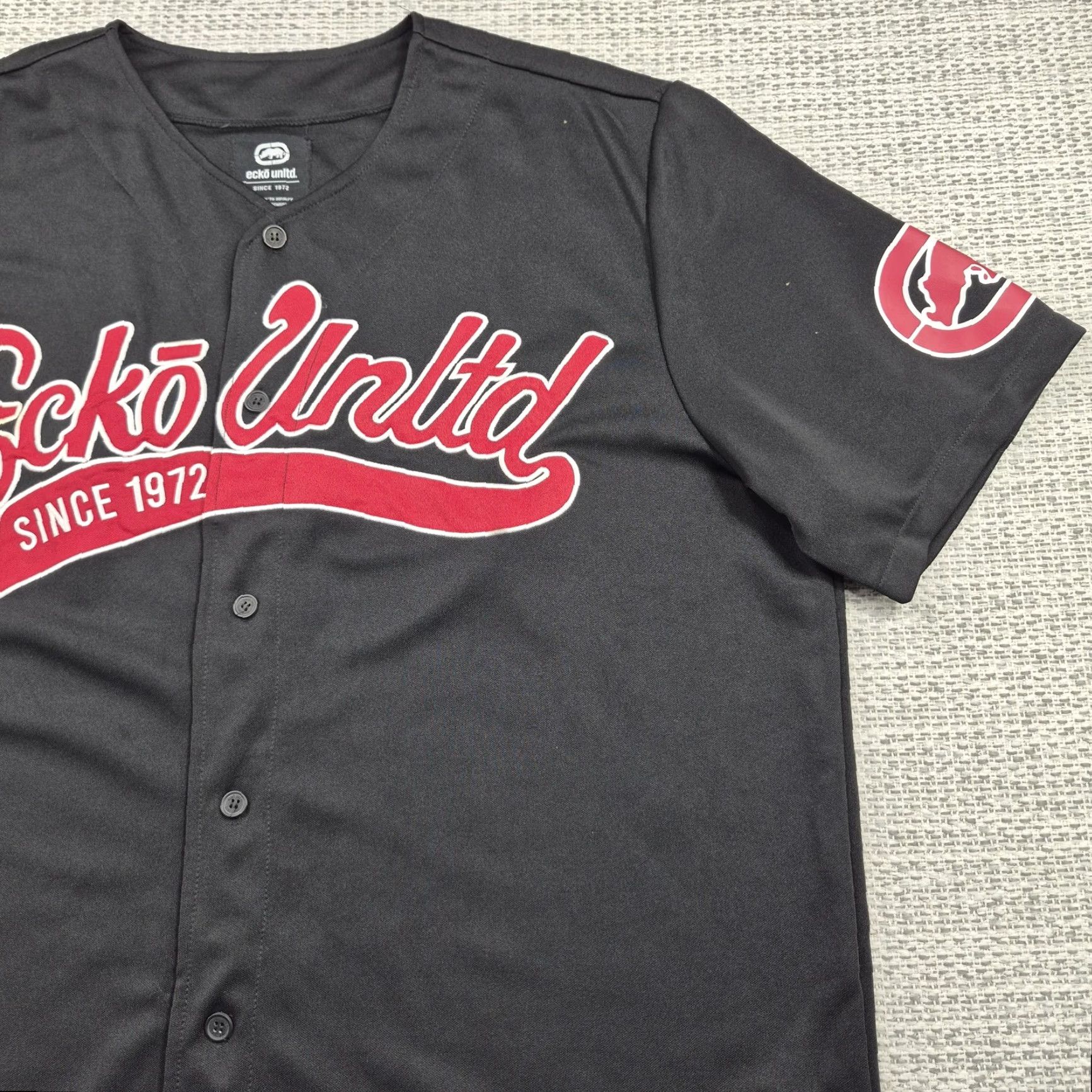 Ecko Unltd. Ecko Unltd Jersey Mens 2XL Black Button Baseball Since 1972 Graphic Logo Jersey 2XL Mens Black Graphic Print Sports Hip Hop 80s 90s Brand Clothing Size US XXL / EU 58 / 5 - 2 Thumbnail