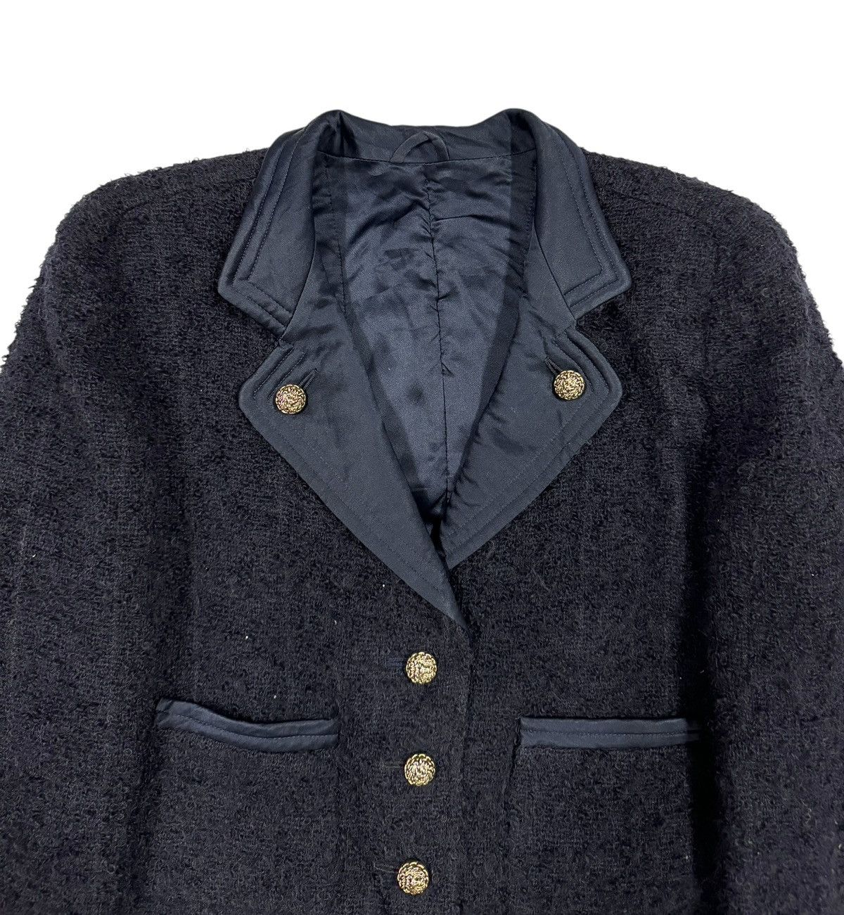 Vintage Vtg🔥Tweed Women Coat Jacket Hardware Gold Button Size S / US 4 / IT 40 - 4 Thumbnail