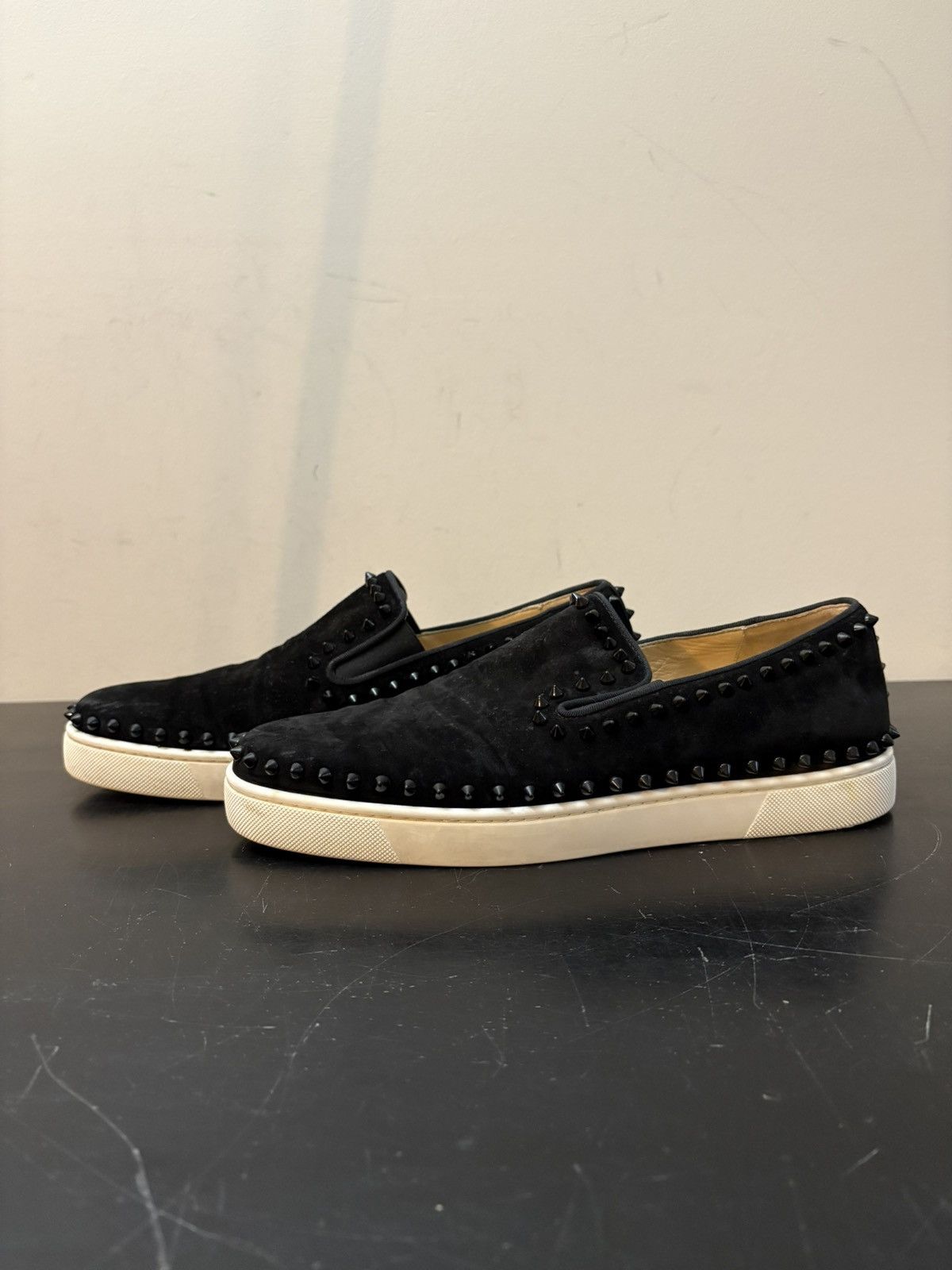Christian Louboutin Christian Louboutin Red Bottom Pik Boat Spike Sneakers Black Size US 9.5 / EU 42-43 - 1 Thumbnail