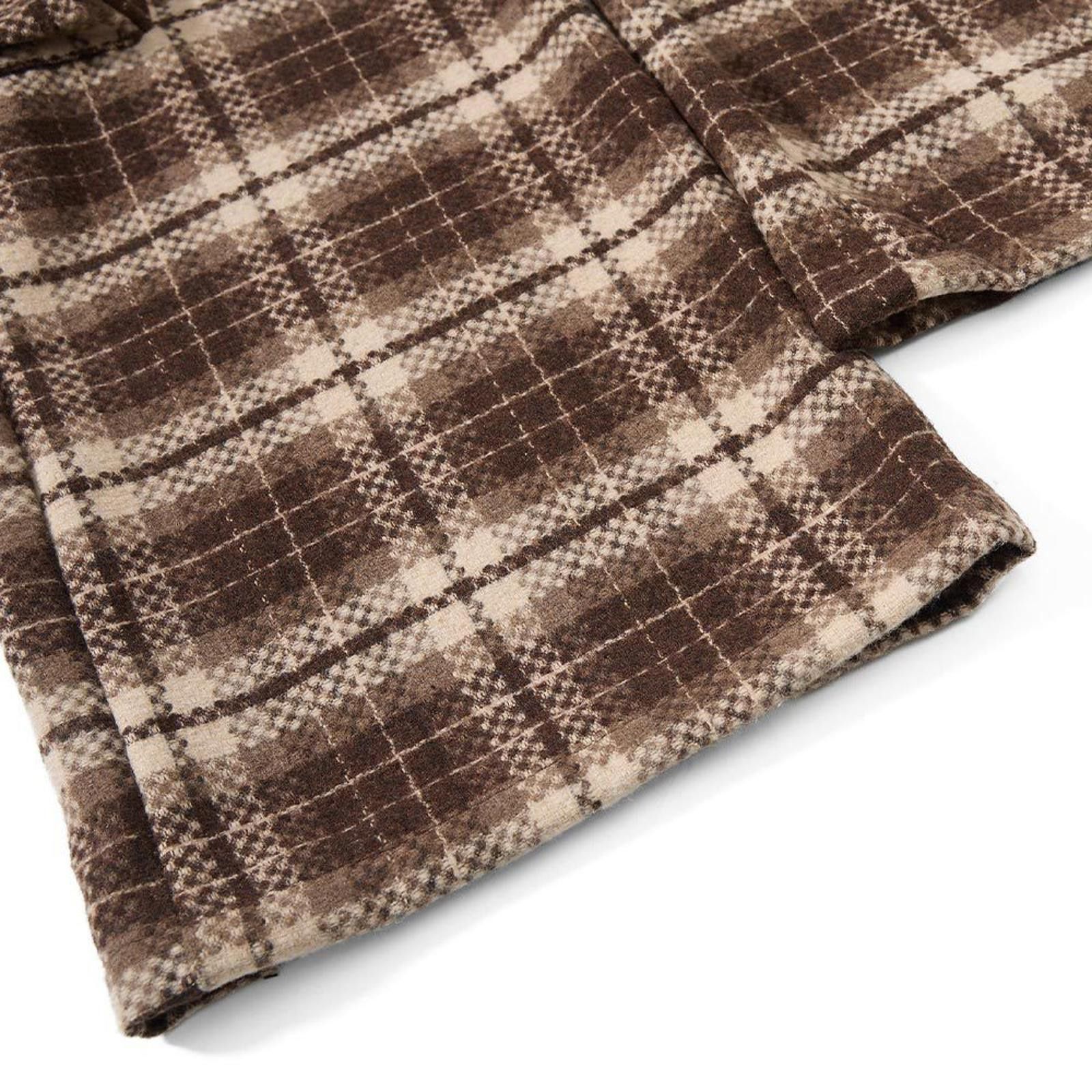 Japanese Brand Brown Plaid Wide Leg Cargo Sweatpants, Relaxed Fit Trousers Size US 30 / EU 46 - 4 Thumbnail