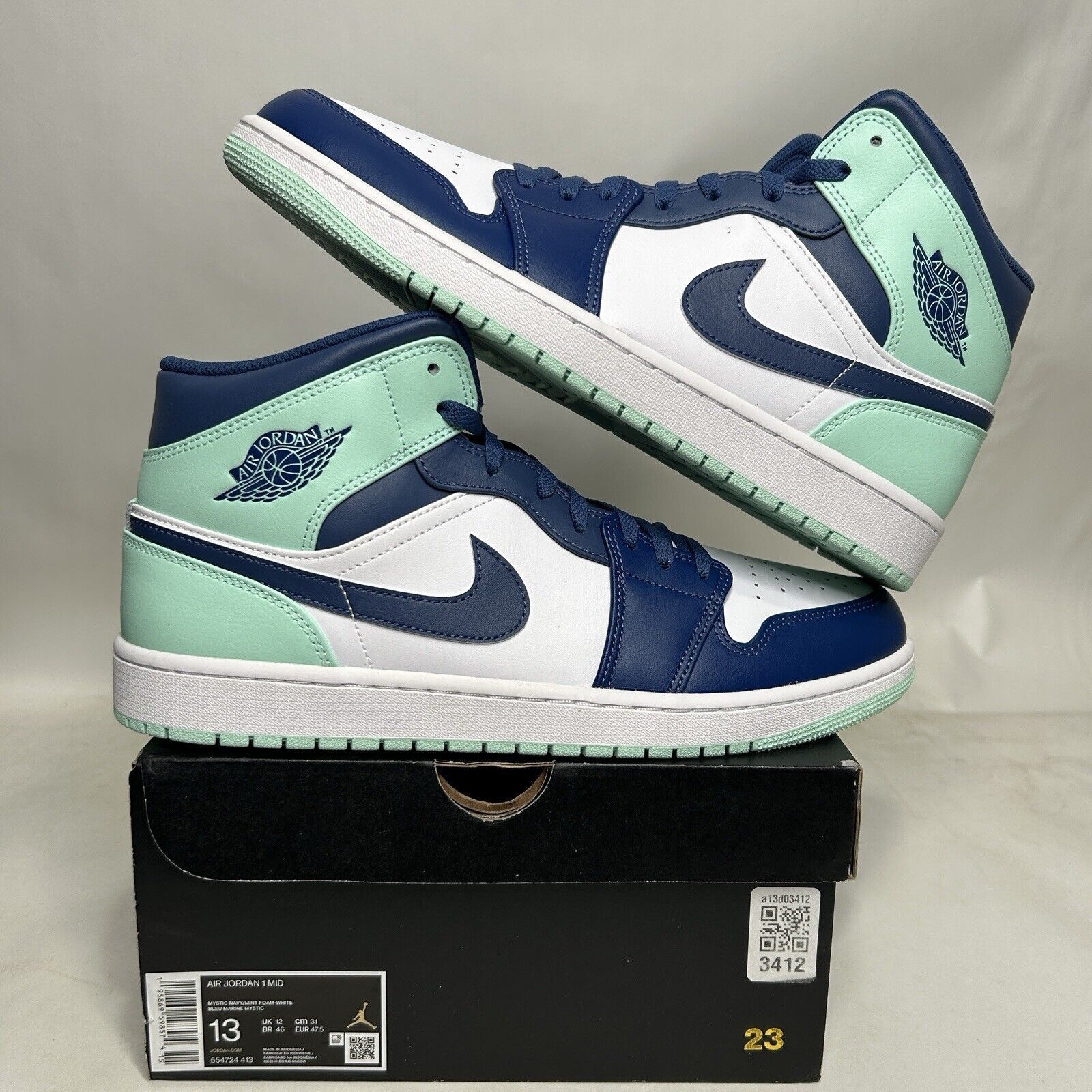 Nike Nike Air Jordan 1 Mid Retro “Mystic Navy/Mint Foam” 2024 Size US 13 / EU 46 - 1 Thumbnail