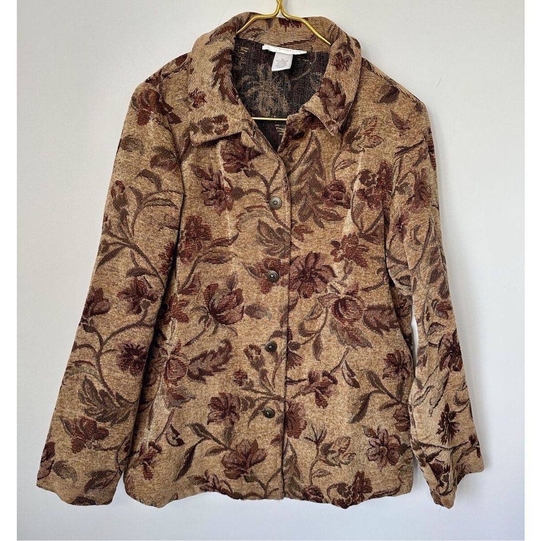 Other Susan Graver Style Women’s Tan and Purple Floral Pattern Tap Size XL / US 12-14 / IT 48-50 - 1 Thumbnail