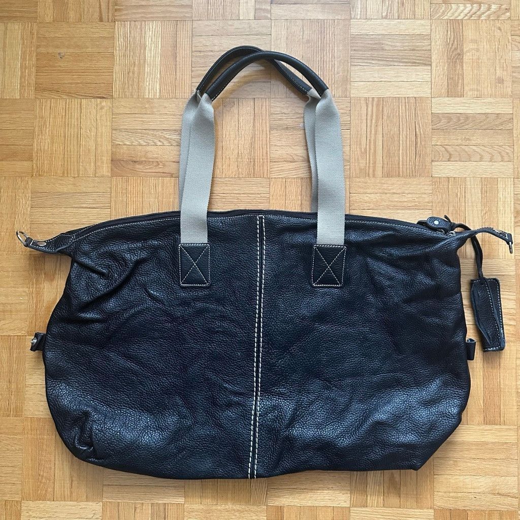 Roots Vintage Roots black tumbled leather duffle weekender bag Size ONE SIZE - 6 Thumbnail