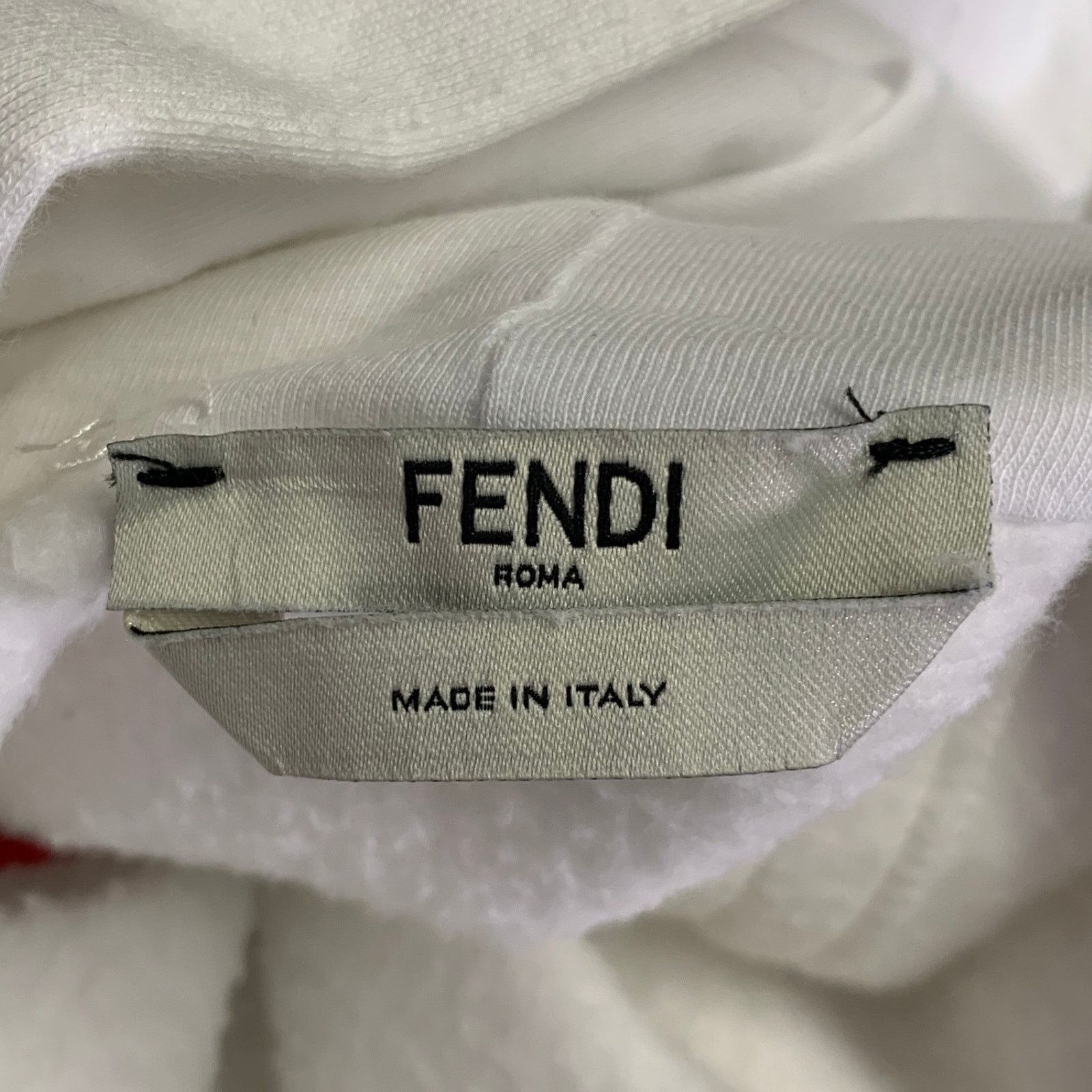 Fendi L White Black Red Cotton Logo Hoodie Casual Top Size L / US 10 / IT 46 - 8 Thumbnail