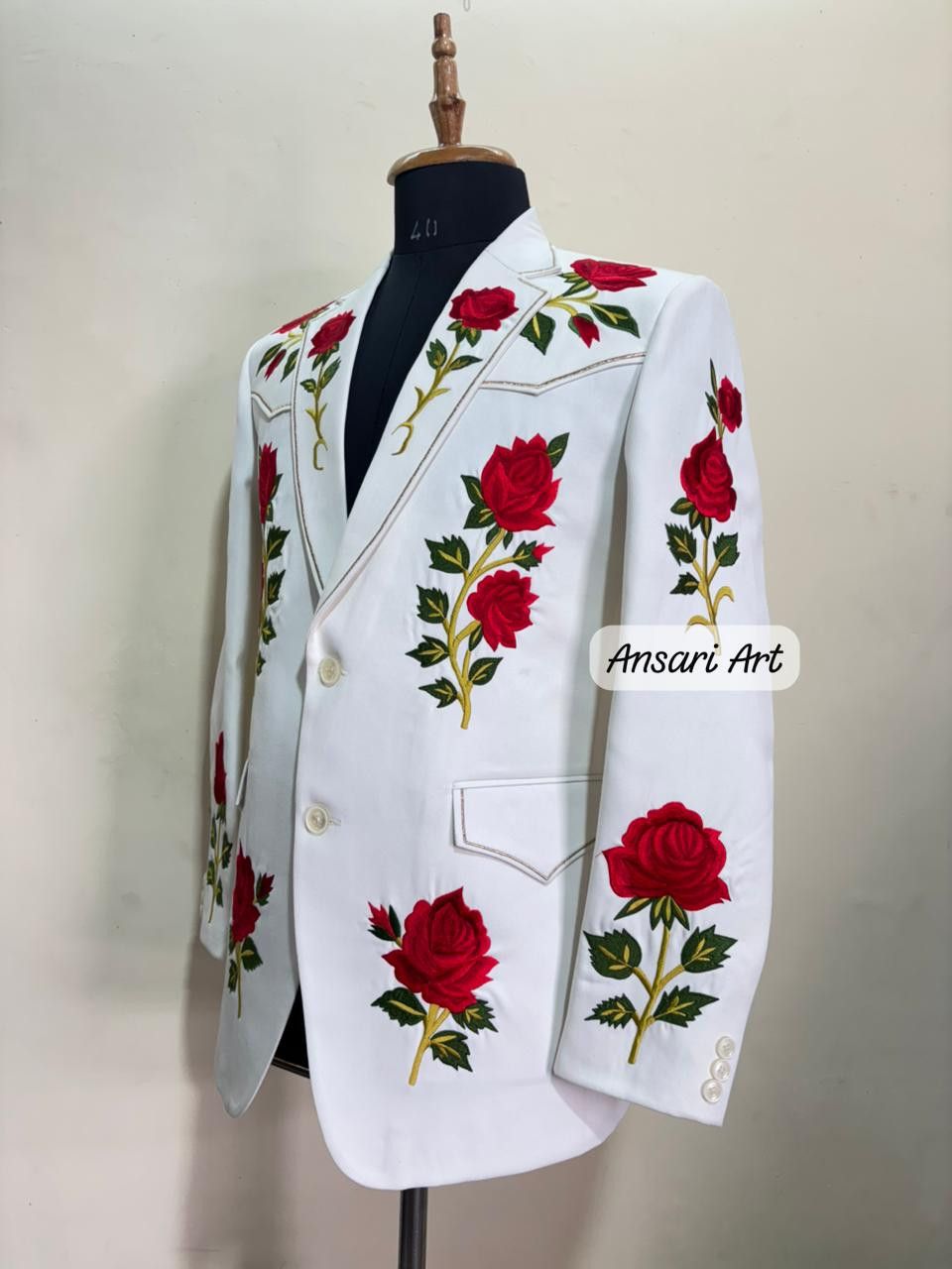 Other Men 2PC Customized floral embroidery cocktail western outfit Size 44S - 2 Thumbnail