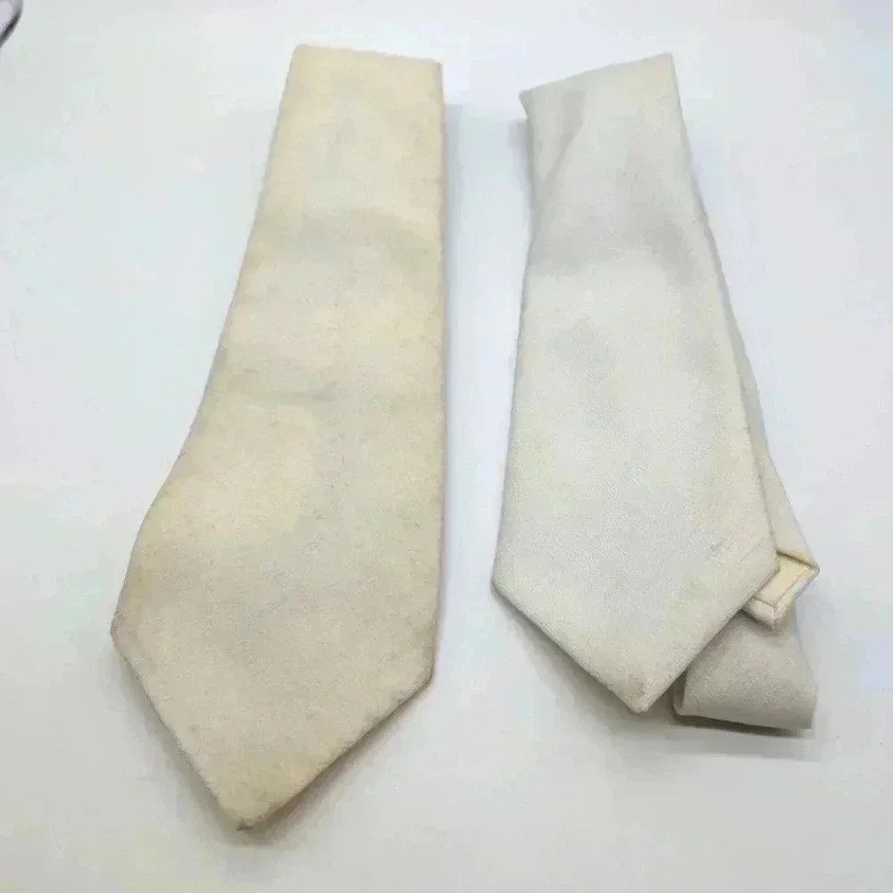 JCPenney 2 White Vintage wide polyester ties unbranded & JCPENNEY w Size ONE SIZE - 1 Thumbnail