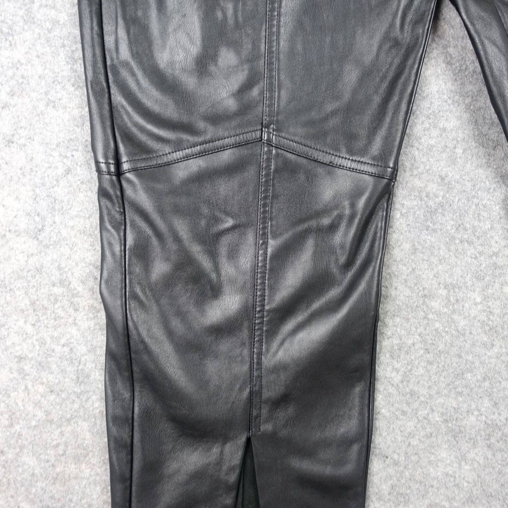 Marissa Webb Marissa Webb Pants Womens 10 Black Faux Leather Paperbag Tapered Slit Hem Edgy Size 32" / US 10 / IT 46 - 6 Thumbnail
