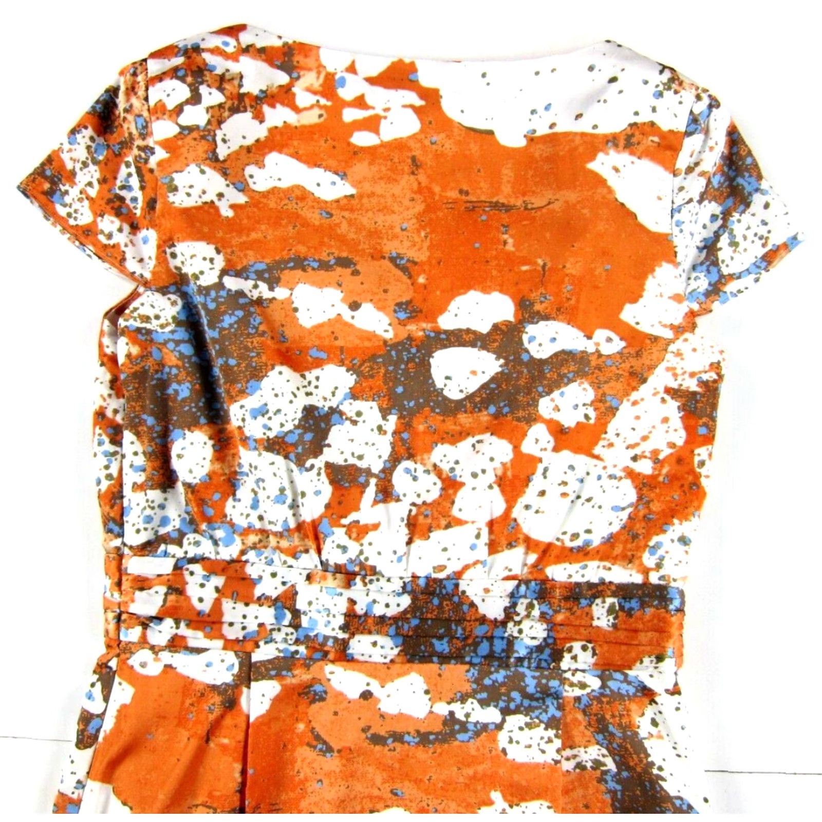 Andrew Marc Andrew Marc New York Orange Blue Brown Abstract Cap Sleeve Sheath Dress 6 Size M / US 6-8 / IT 42-44 - 5 Thumbnail