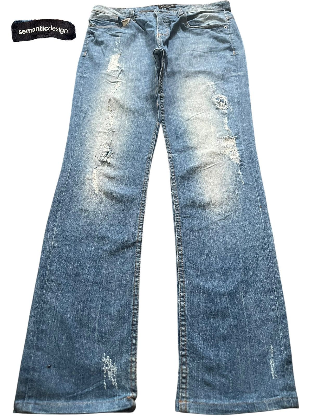 semanticdesign Vintage Semantic Design Faded Wash Distressed Jeans Size 32" / US 10 / IT 46 - 1 Thumbnail