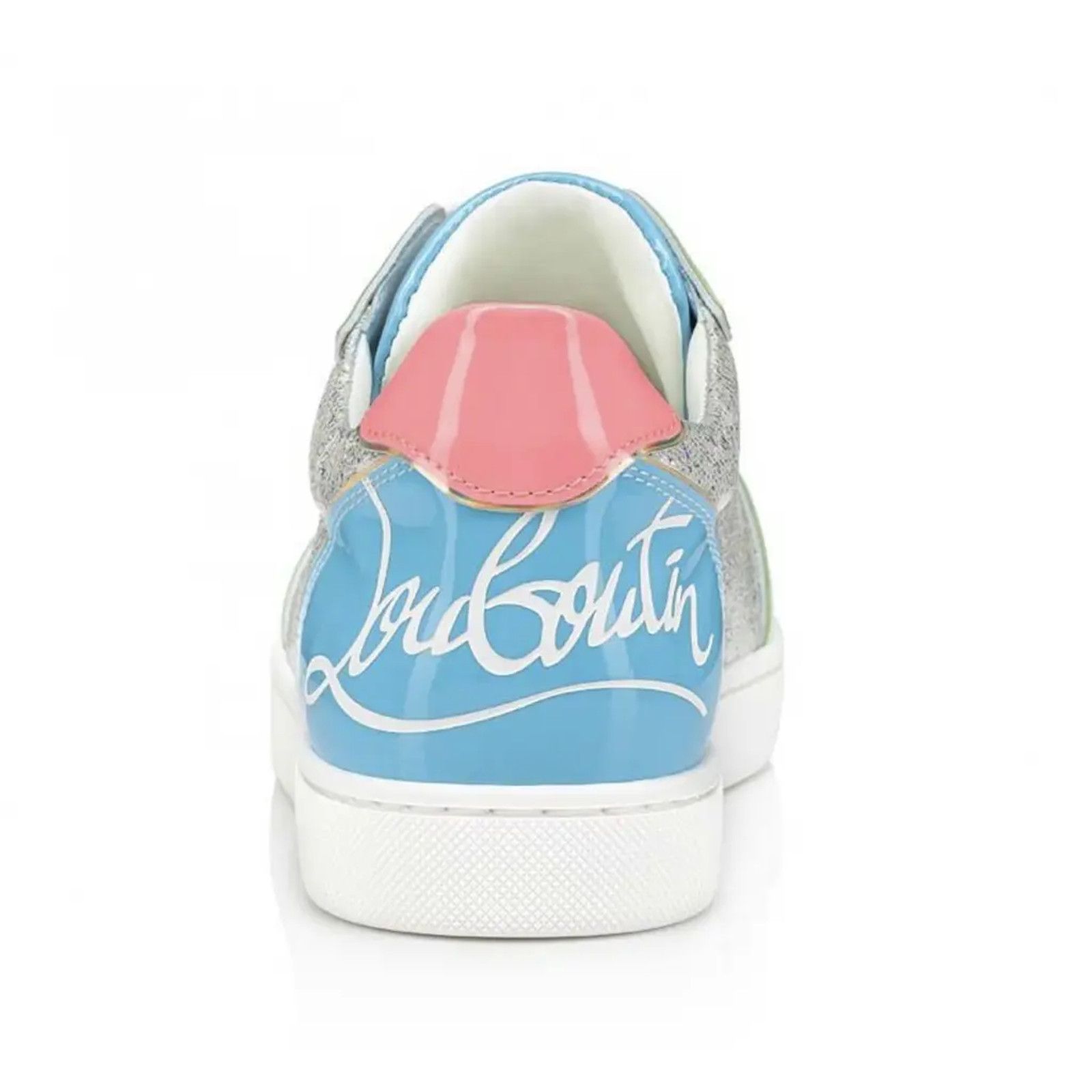 Christian Louboutin Fun Vieira Flat Patent Pink Silver Blue Low Top Sneaker 36.5 Size US 6.5 / IT 36.5 - 10 Thumbnail