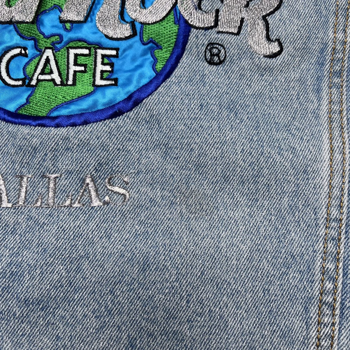 Hard Rock Cafe × Vintage Vtg 1990s Hard Rock Cafe Save The Planet Dallas Denim Jacket Size US S / EU 44-46 / 1 - 8 Thumbnail